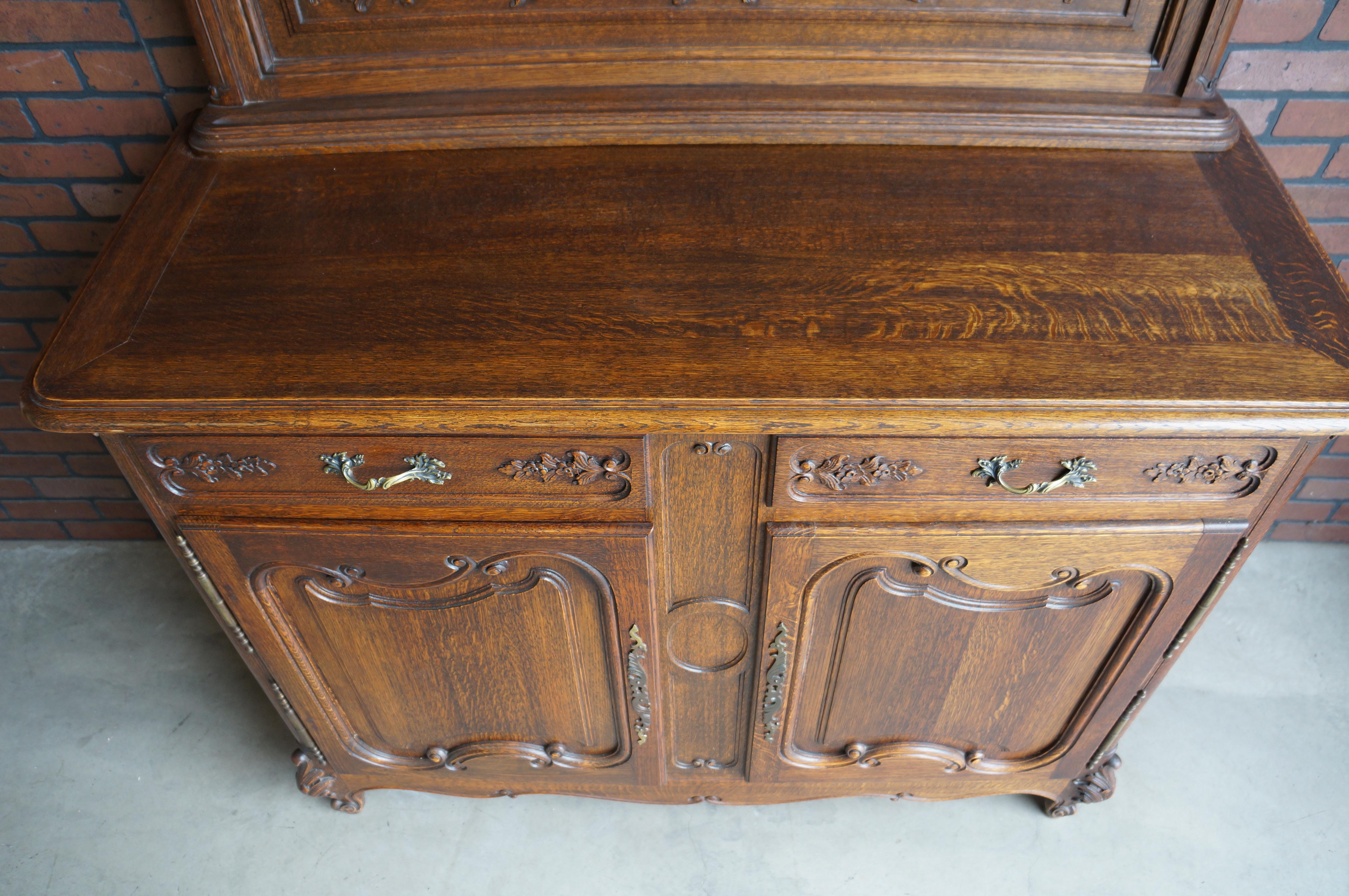 Antique Country French Carved Oak Buffet For Sale 2