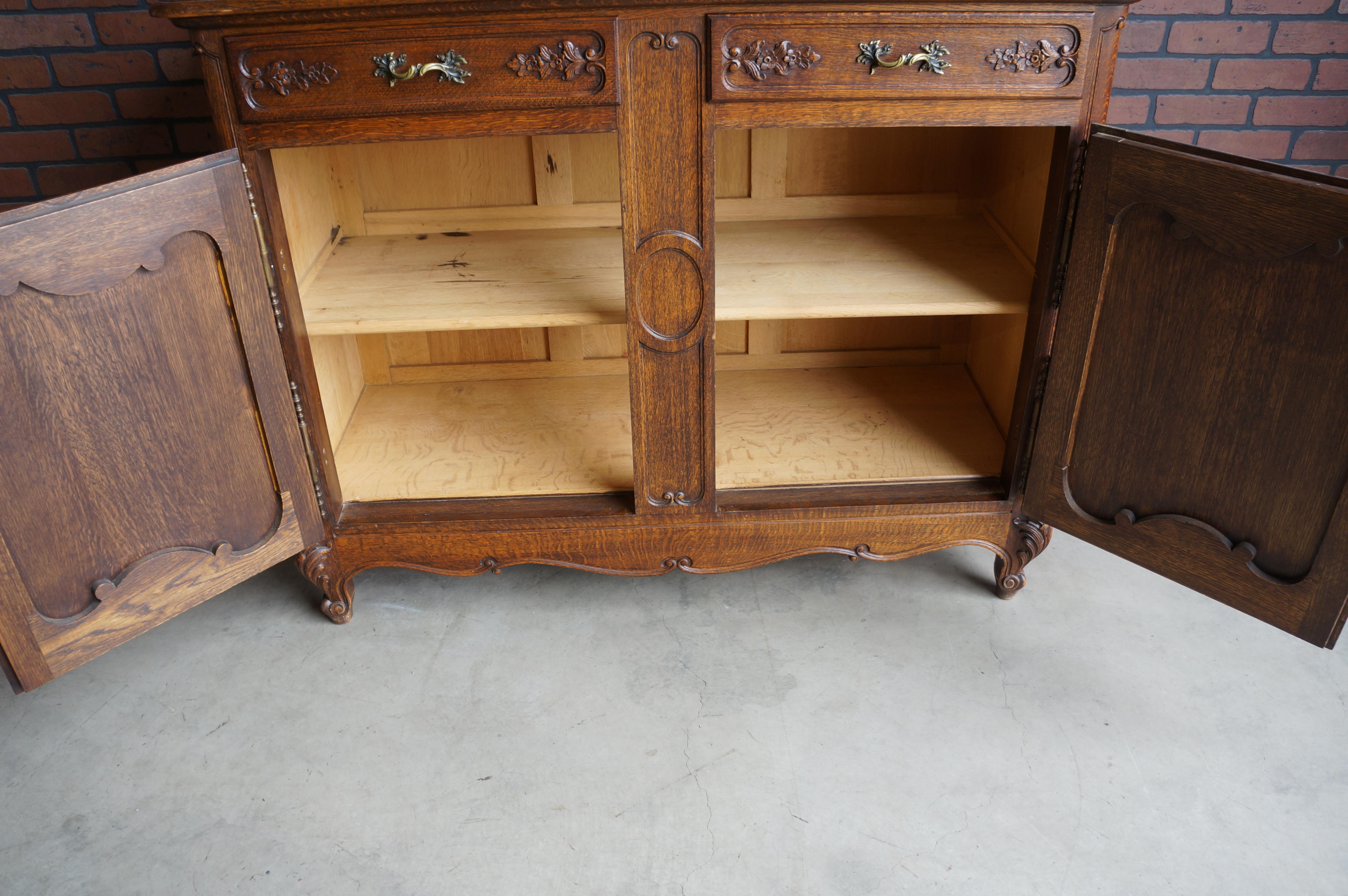 Antique Country French Carved Oak Buffet For Sale 3