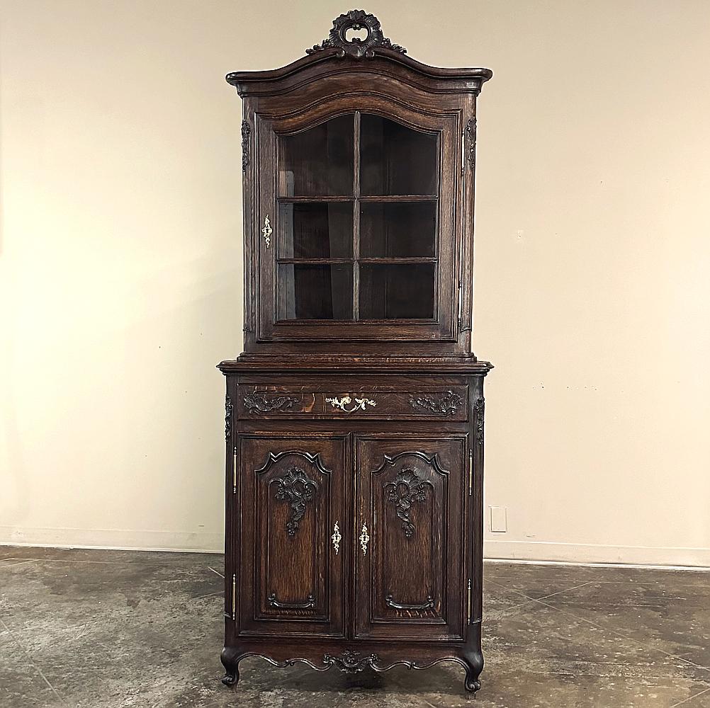 20th Century Antique Country French Corner Vitrine ~ Cabinet For Sale