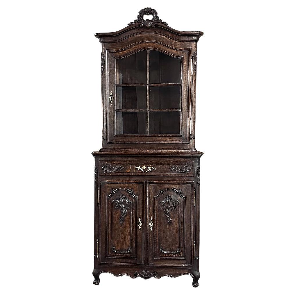 Antique Country French Corner Vitrine ~ Cabinet For Sale