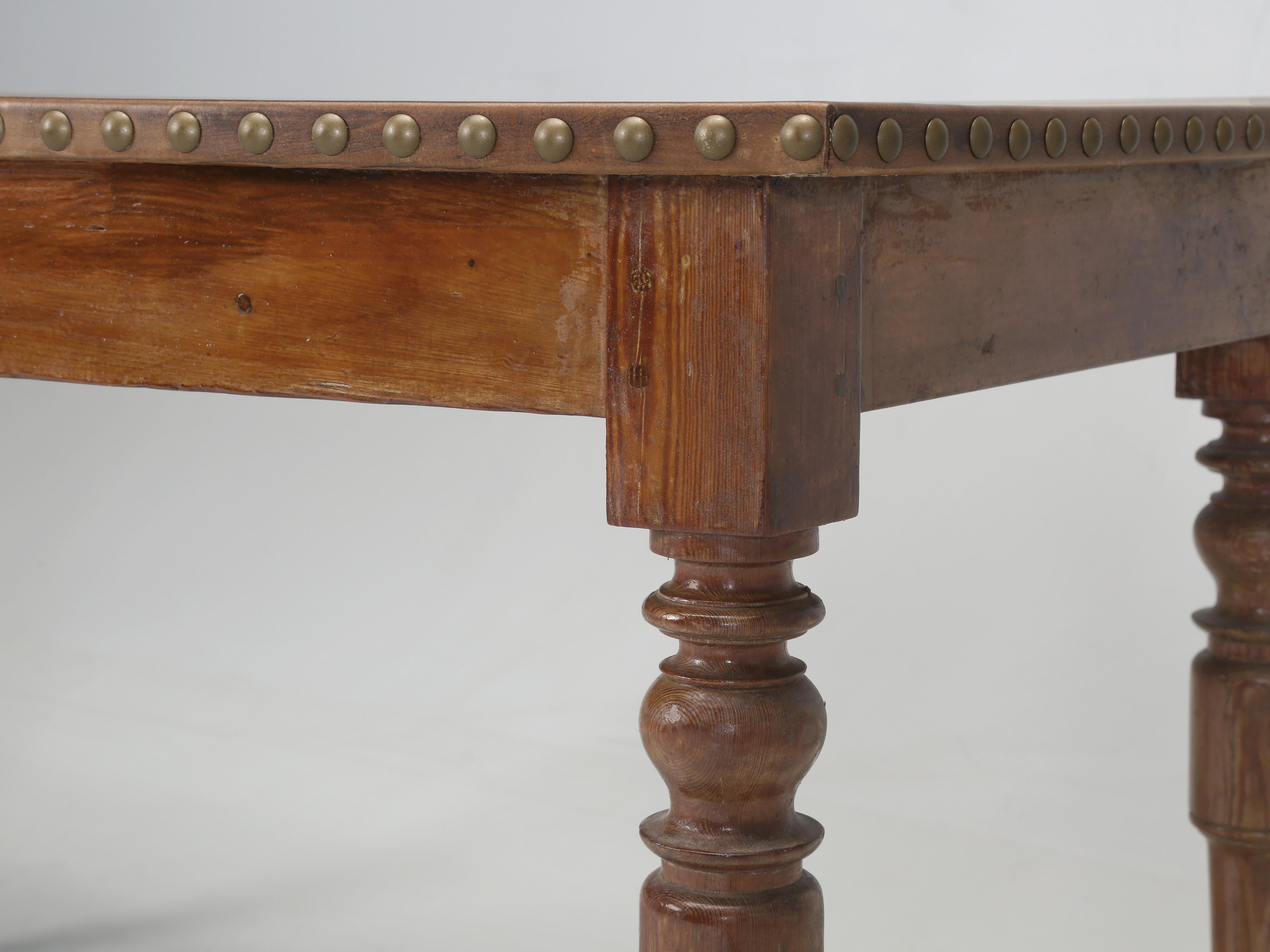 Antique Country French Desk, Leather Top with Gilded Embossed Border. Restored For Sale 2