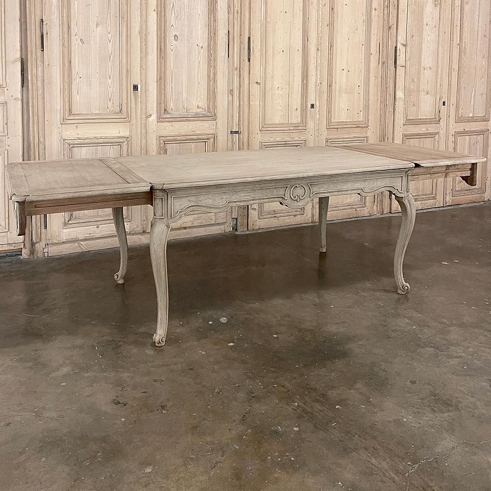 Belgian Antique Country French Dining Table with Leaf Extensions For Sale