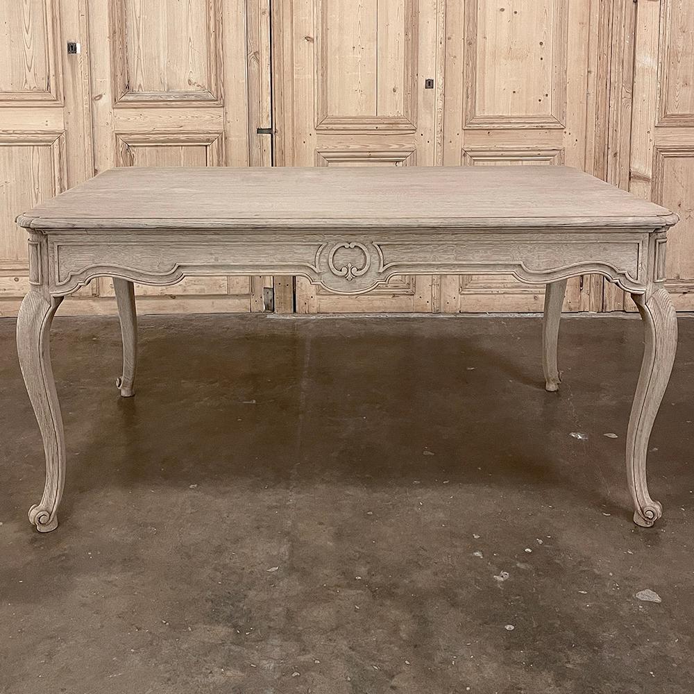 Hand-Crafted Antique Country French Dining Table with Leaf Extensions For Sale