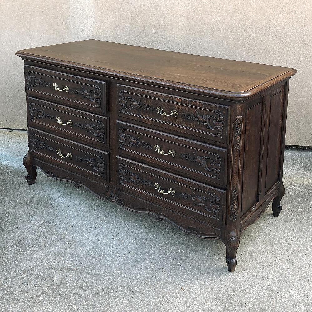 Hand-Carved Antique Country French Double Commode For Sale