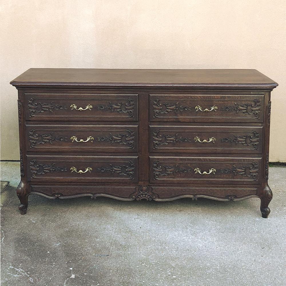 Brass Antique Country French Double Commode For Sale