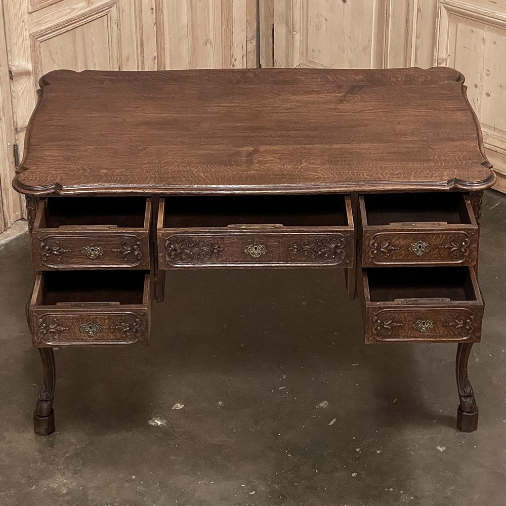 Hand-Carved Antique Country French Double-Faced Desk For Sale