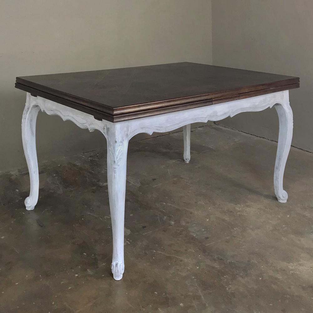 Antique Country French Draw Leaf Painted/Stained Dining Table In Good Condition In Dallas, TX