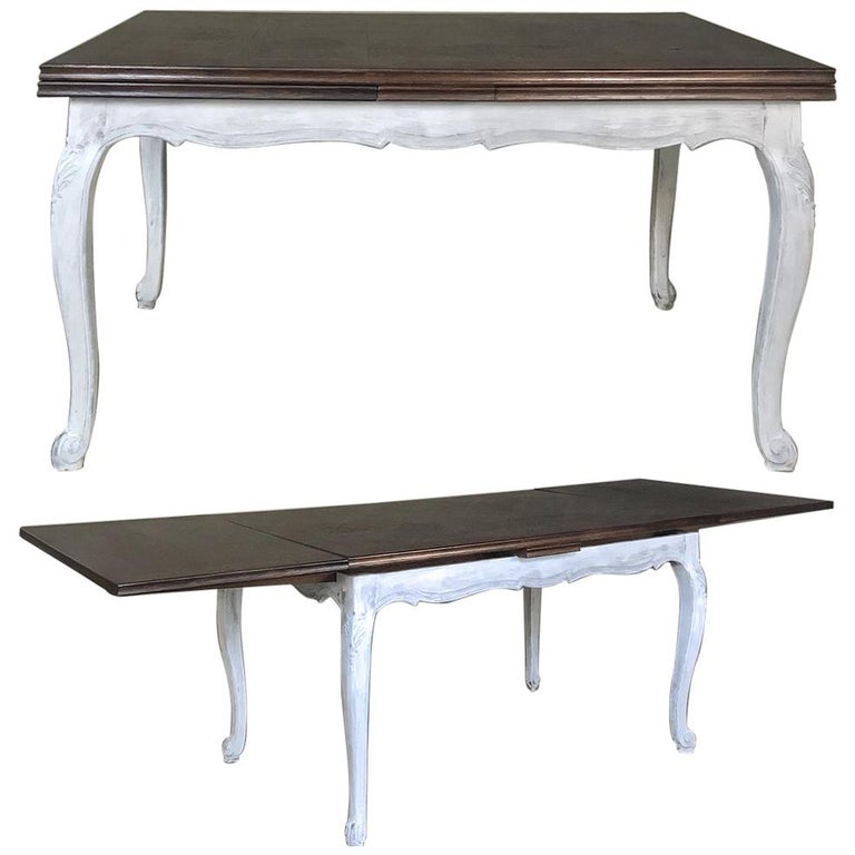 Antique Country French Draw Leaf Painted/Stained Dining Table at 1stDibs