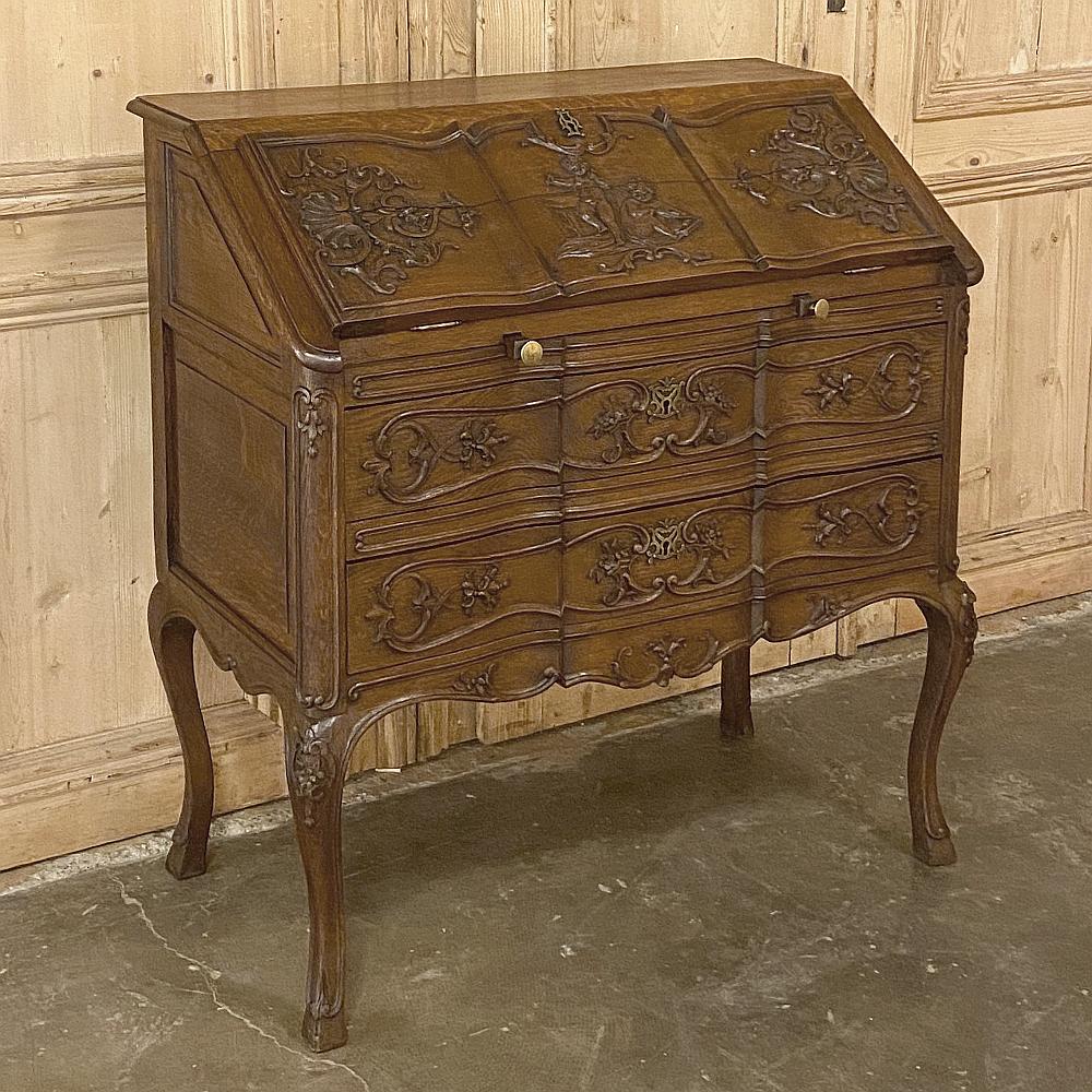 French Provincial Antique Country French Drop-Front Secretary