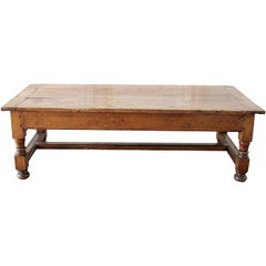 Antique Country French Farm Coffee Table with 2 Drawers