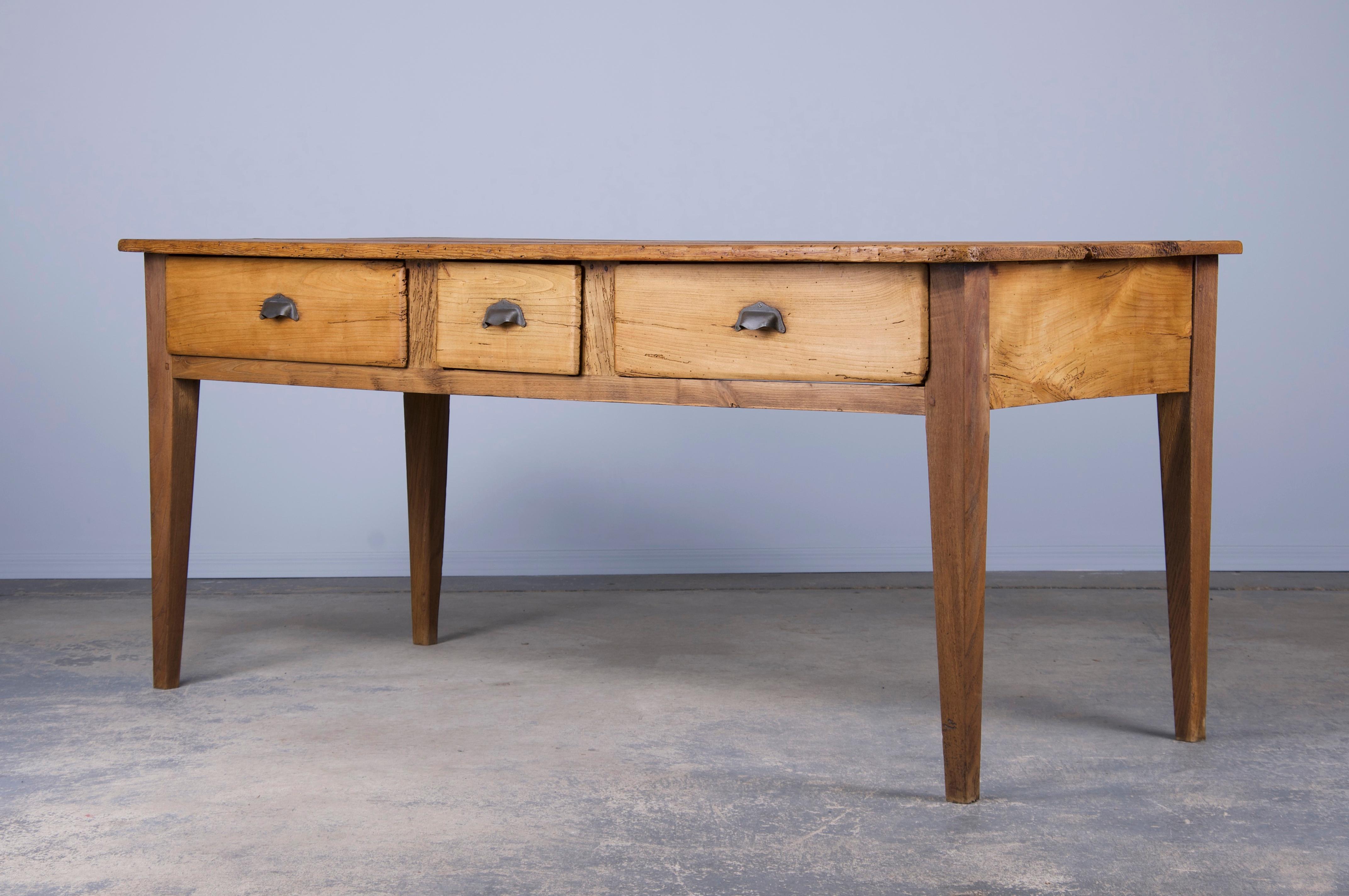 Antique Country French Farmhouse Mixed Wood Rustic Table 4