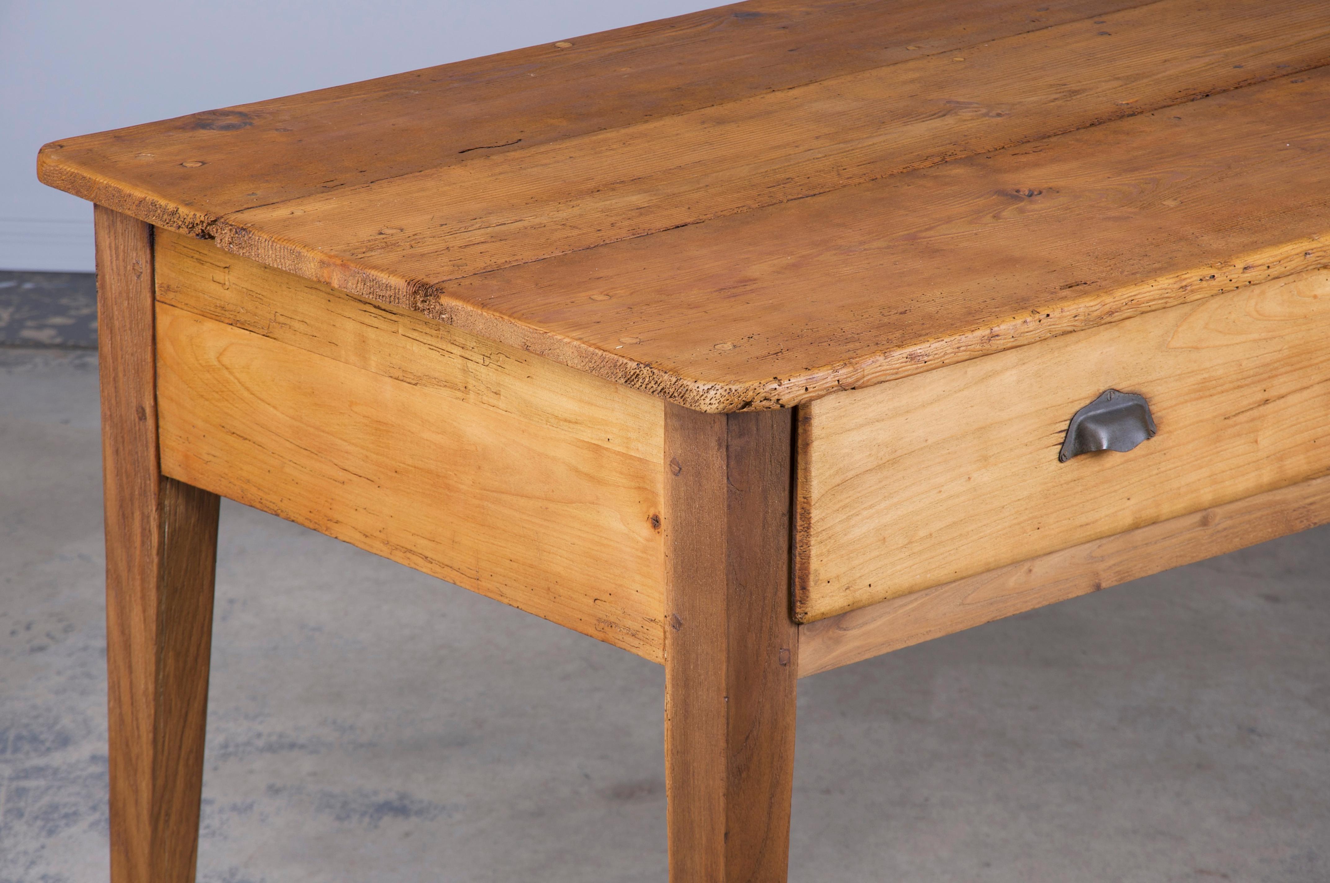 French Provincial Antique Country French Farmhouse Mixed Wood Rustic Table