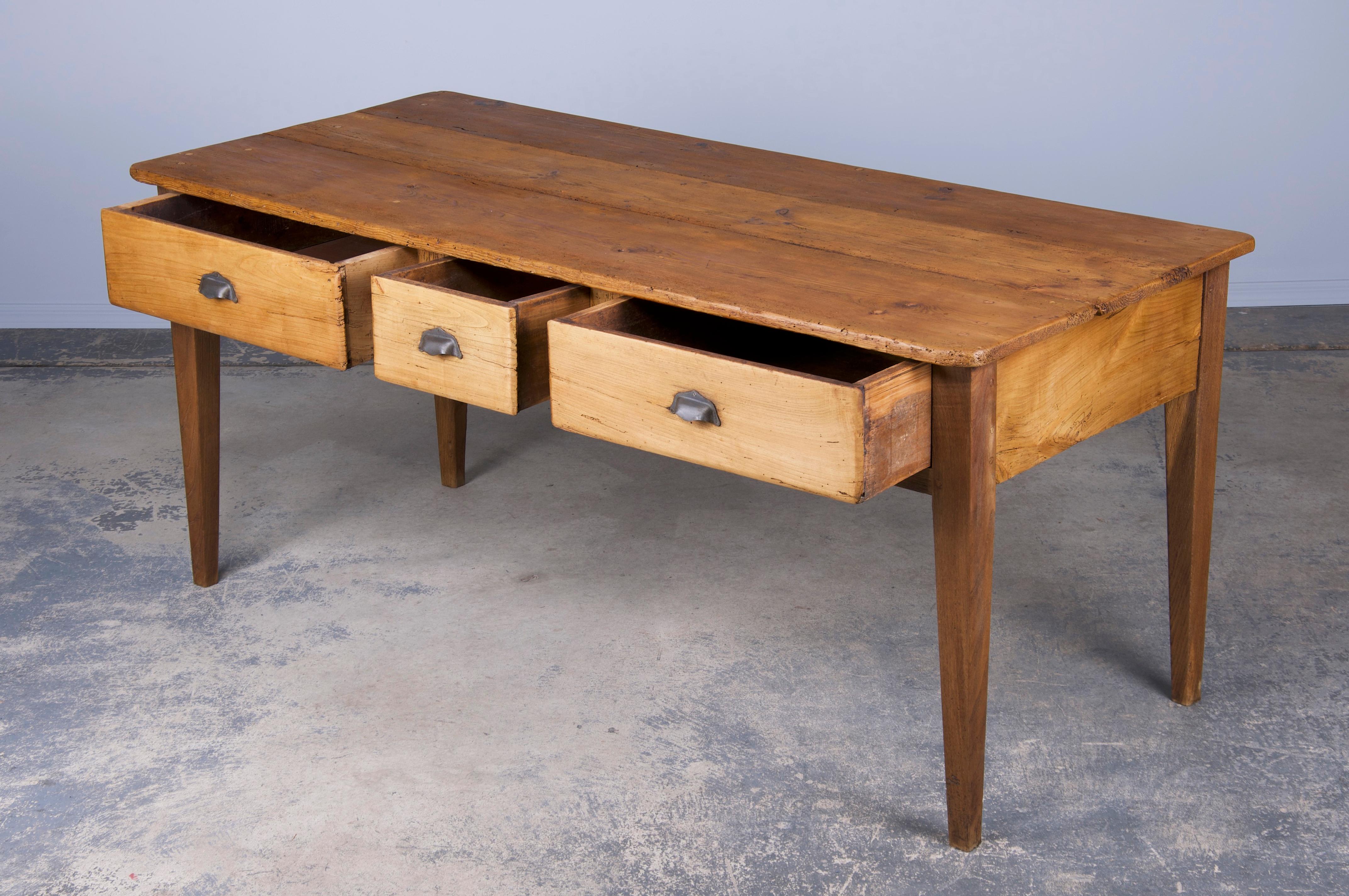 Antique Country French Farmhouse Mixed Wood Rustic Table 1