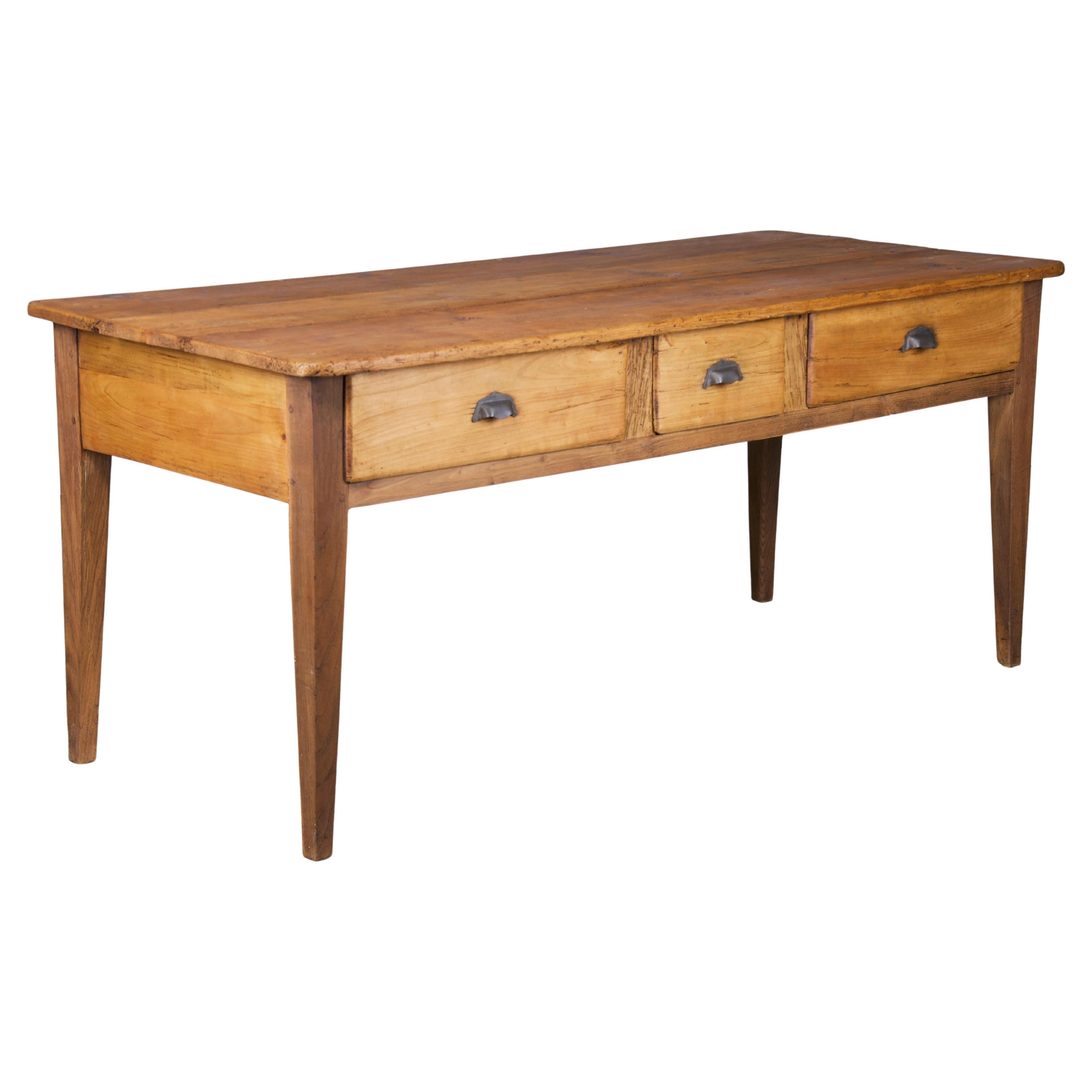 Late 19th-Century Country French Farmhouse Kitchen Table, sourced from Provence, France. This charming table features a 5'9