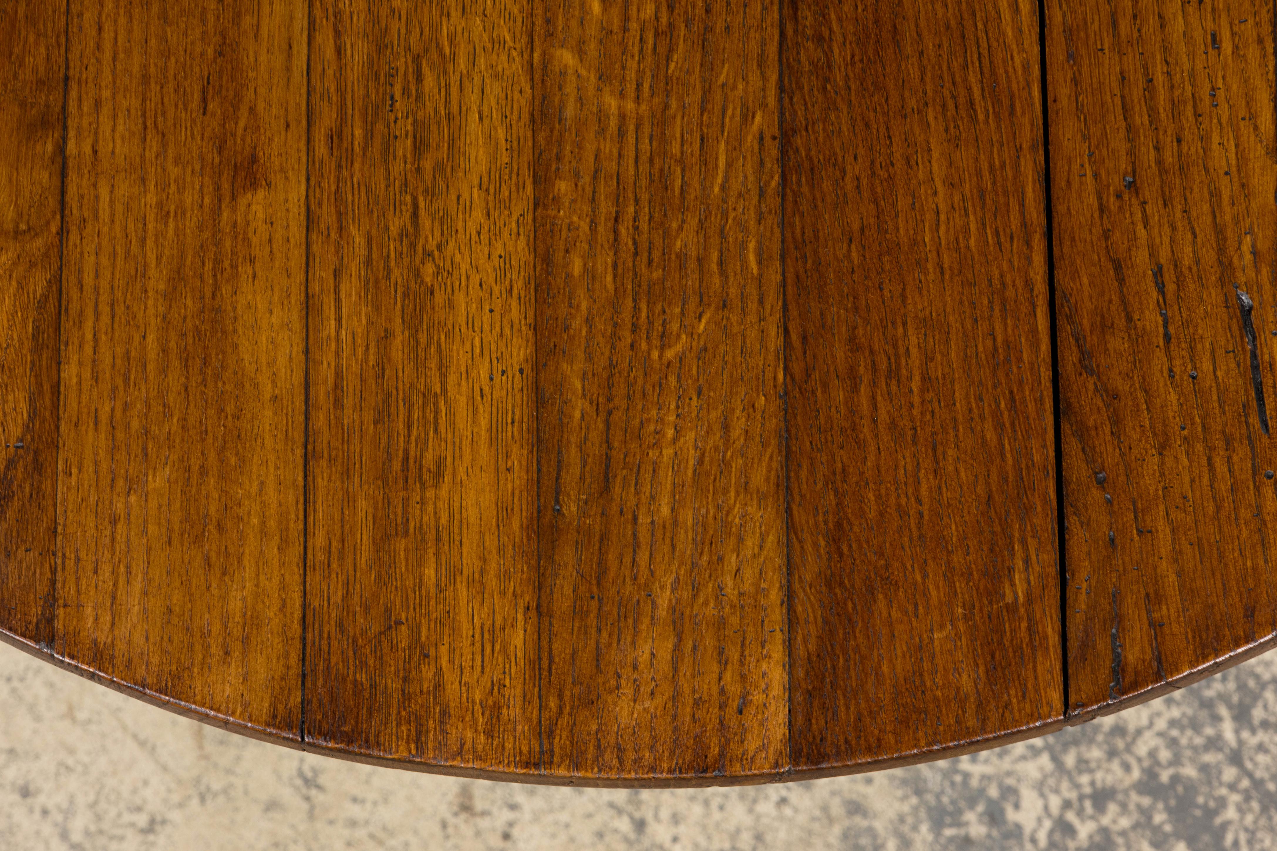 Antique Country French Farmhouse Oval Oak Vendange Wine Tasting Table For Sale 4
