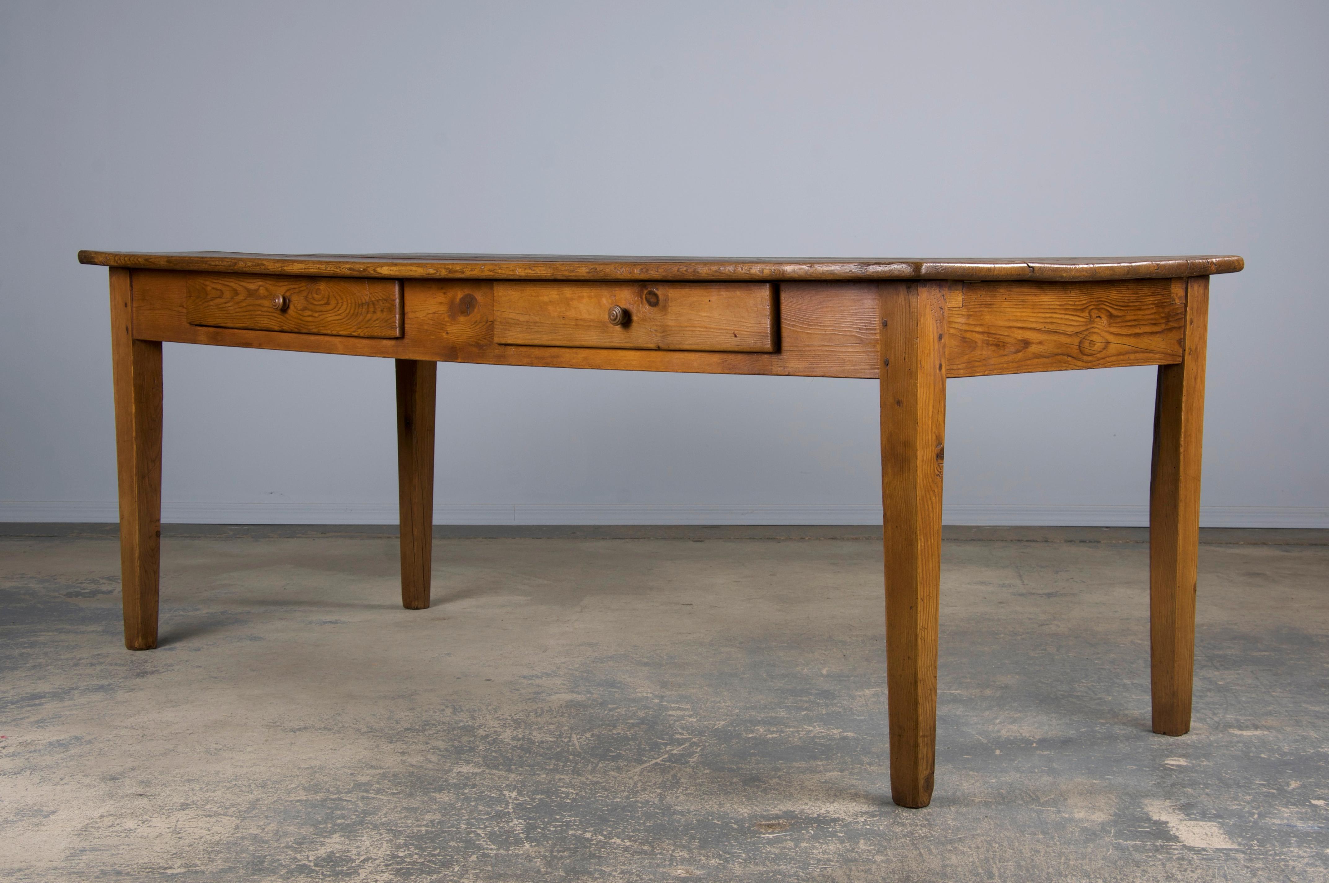 Antique Country French Farmhouse Pine Rustic Dining Table 5