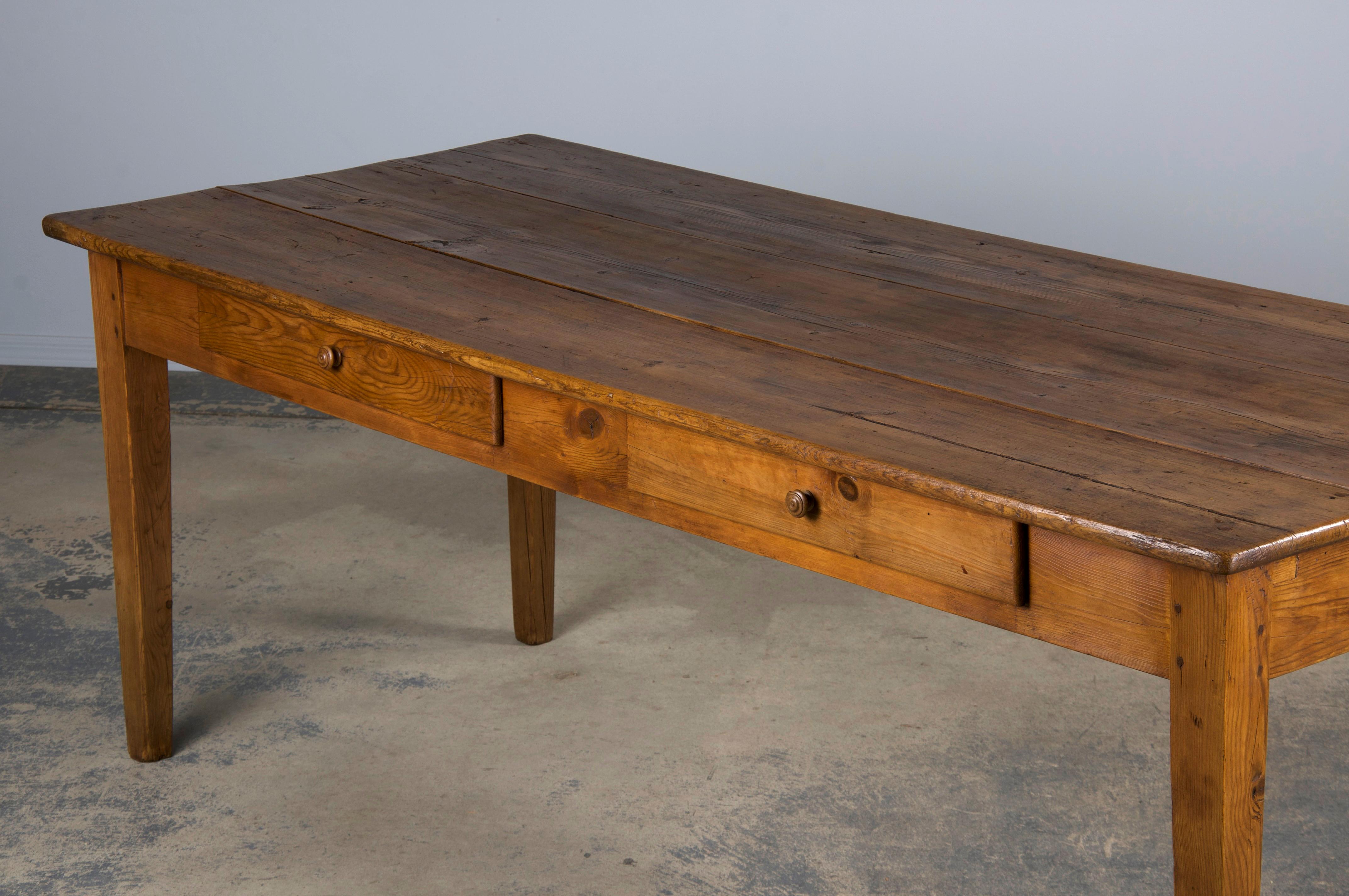 Antique Country French Farmhouse Pine Rustic Dining Table 7