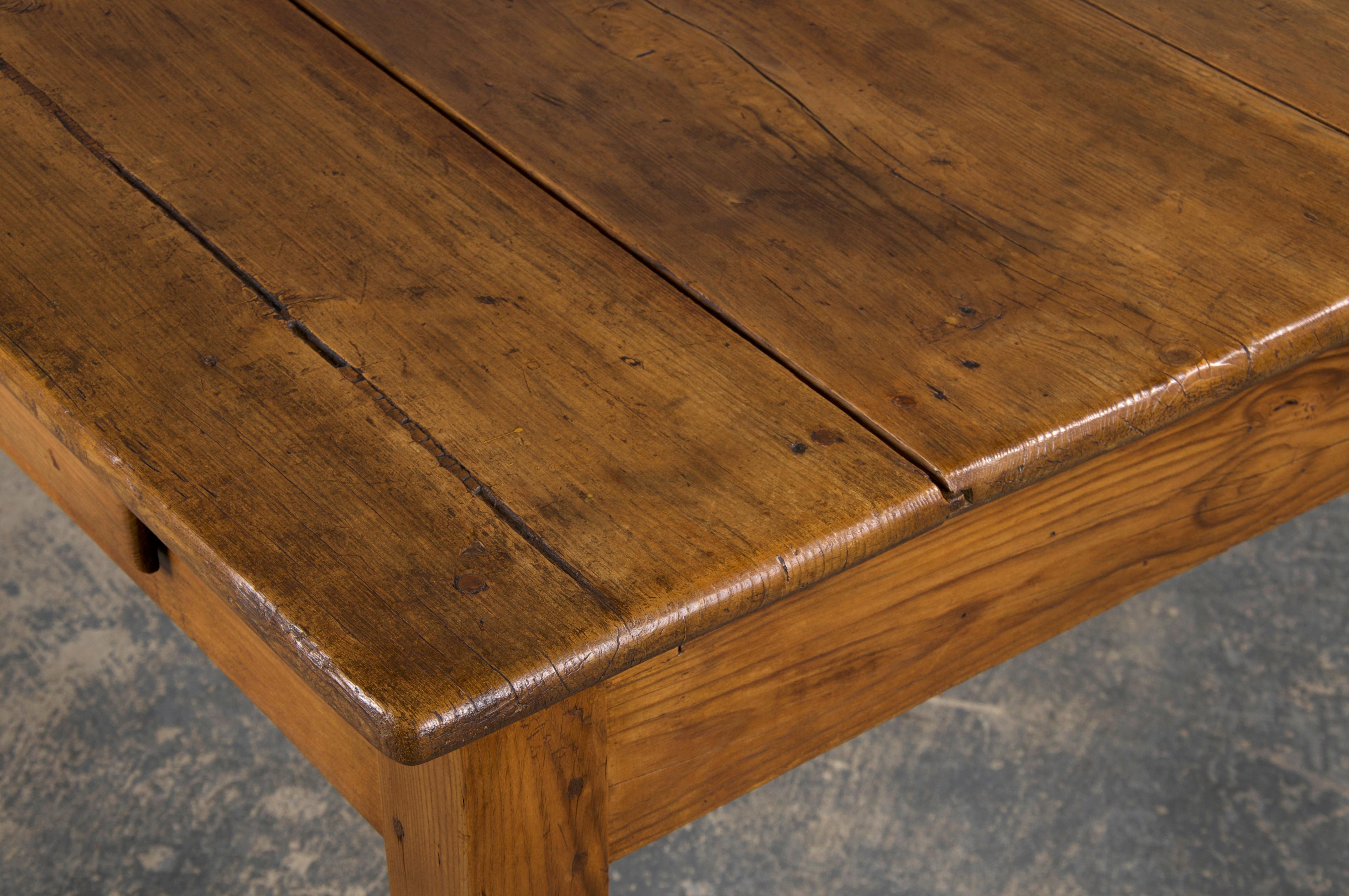 Antique Country French Farmhouse Pine Rustic Dining Table 8