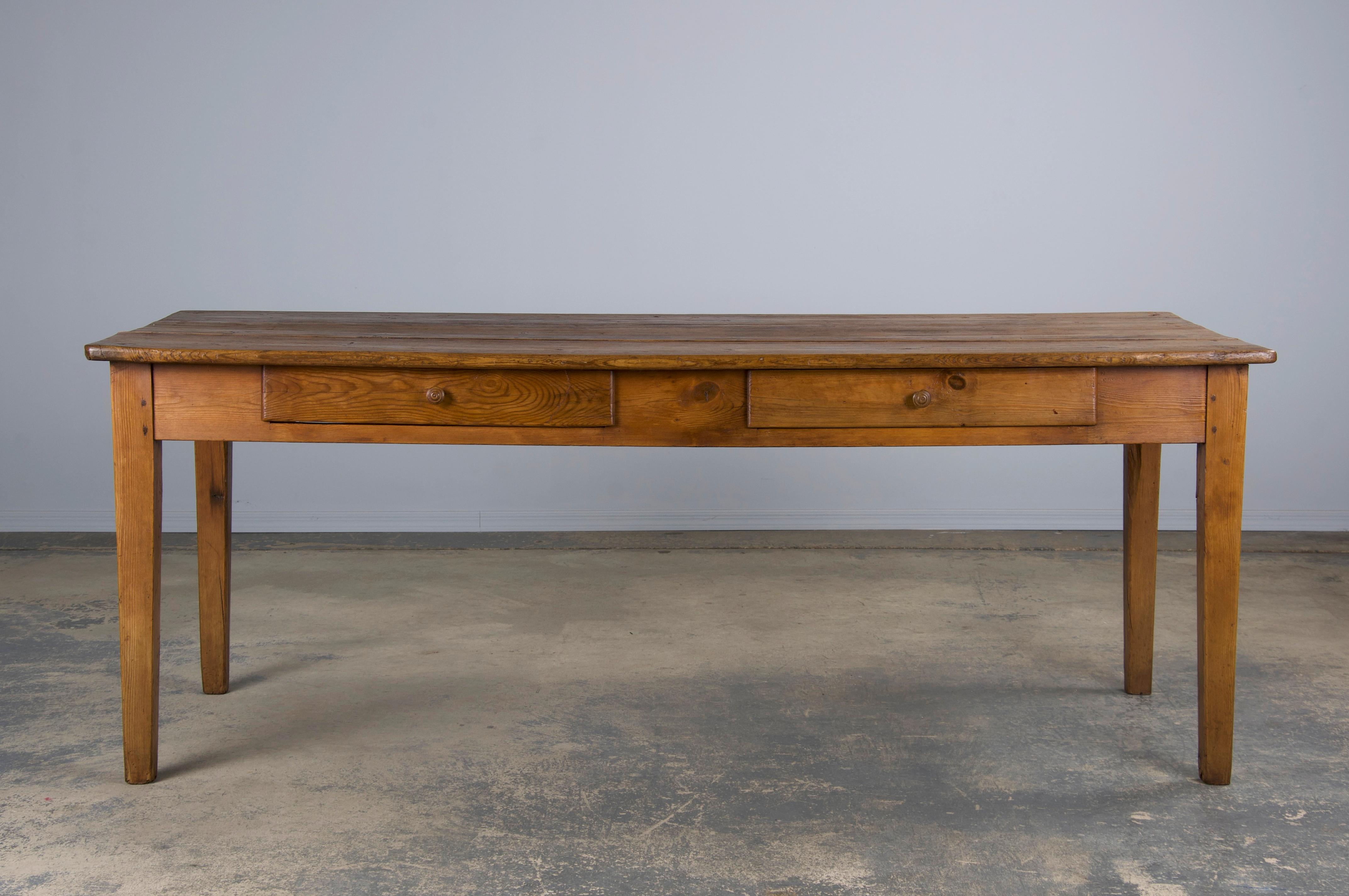 Antique Country French Farmhouse Pine Rustic Dining Table 10