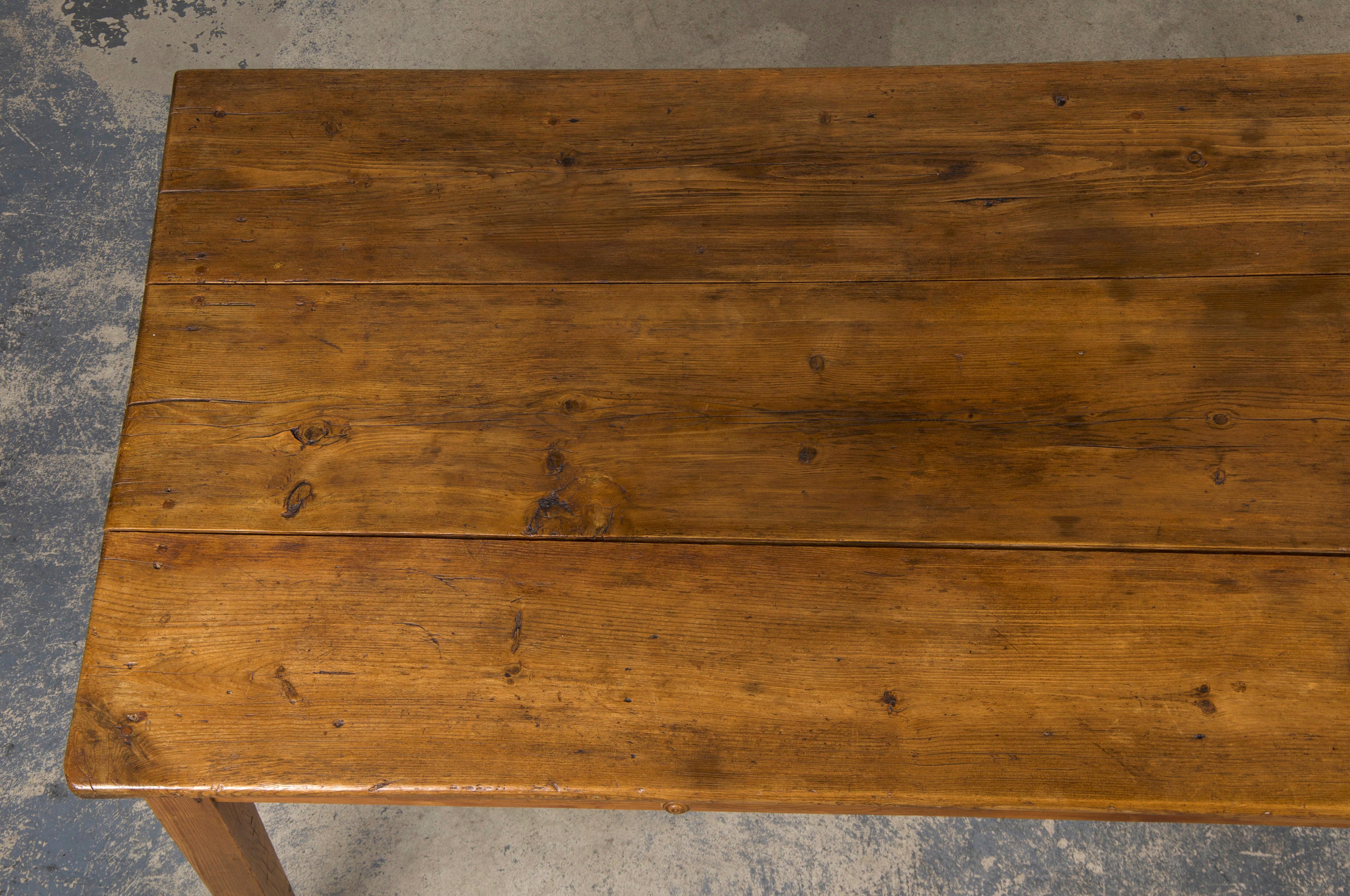 19th Century Antique Country French Farmhouse Pine Rustic Dining Table