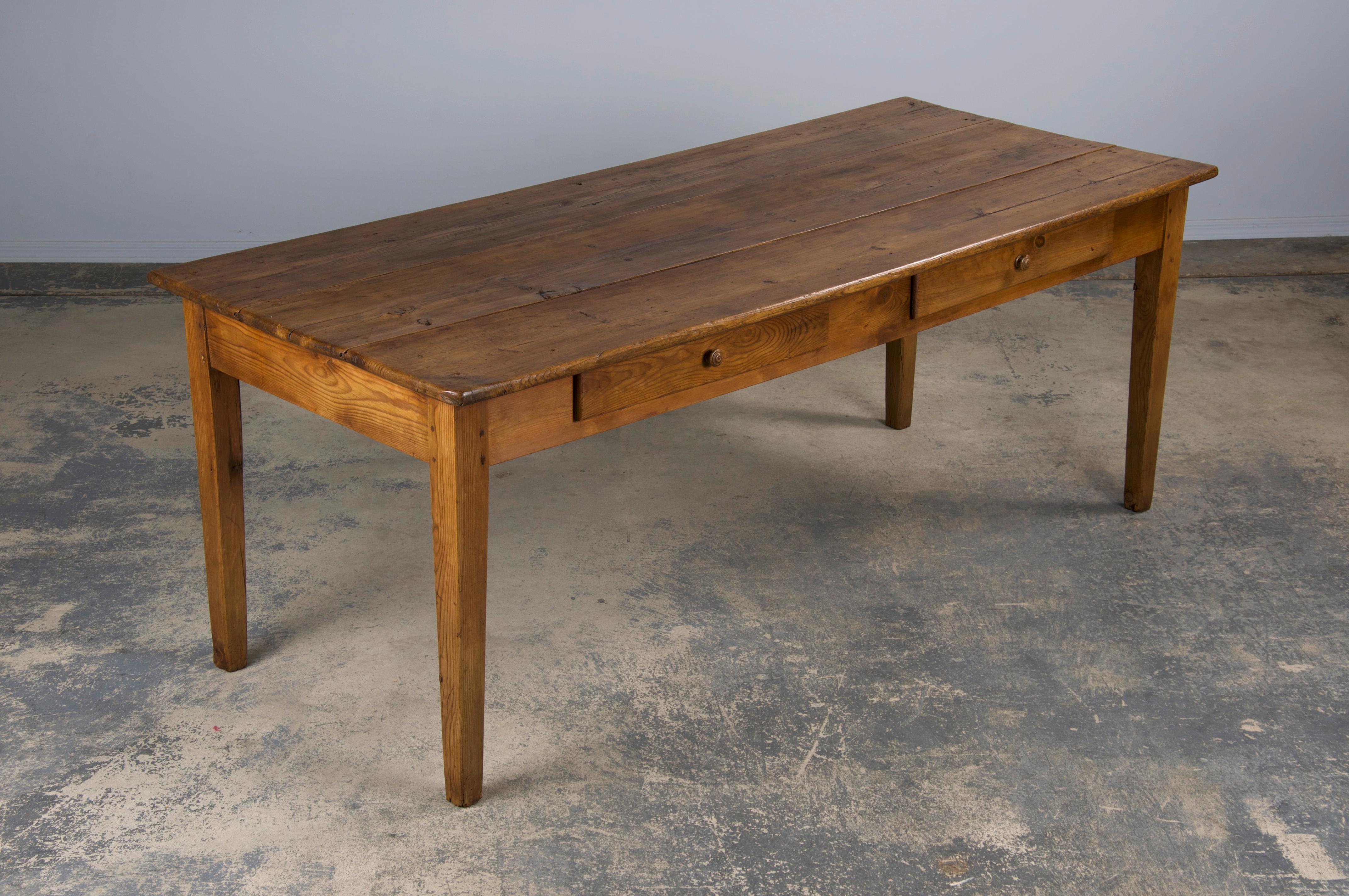 Antique Country French Farmhouse Pine Rustic Dining Table 1