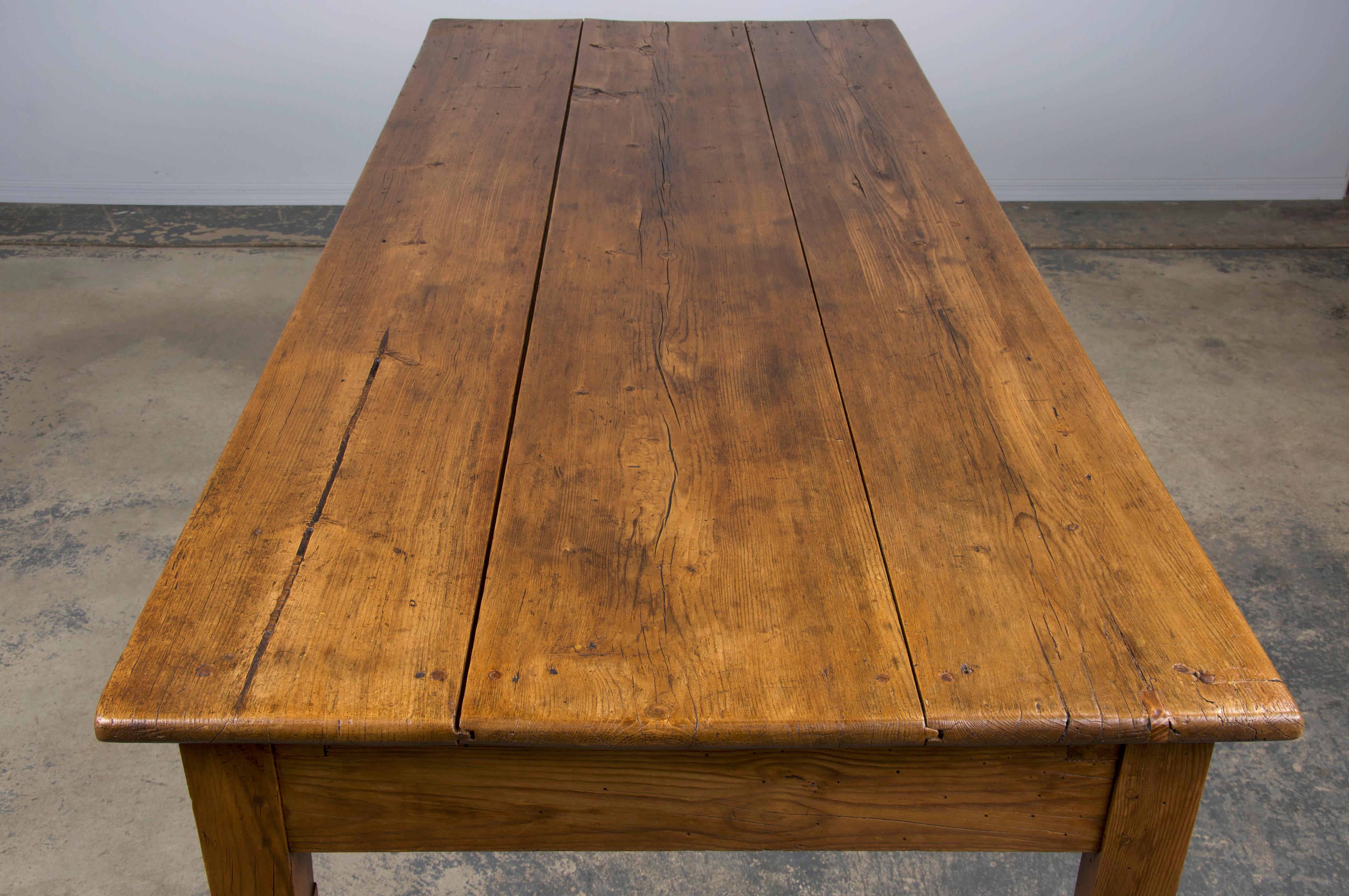 Antique Country French Farmhouse Pine Rustic Dining Table 4