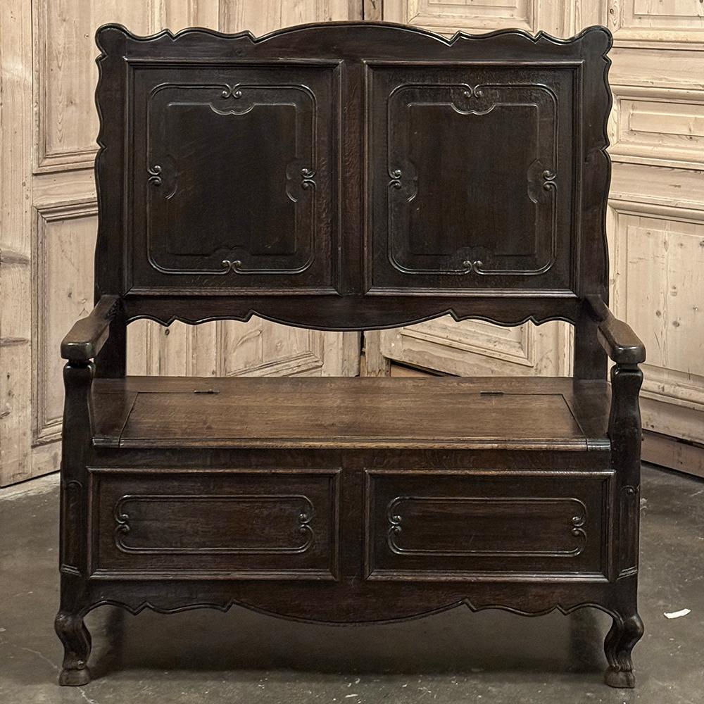Hand-Crafted Antique Country French Hall Bench For Sale