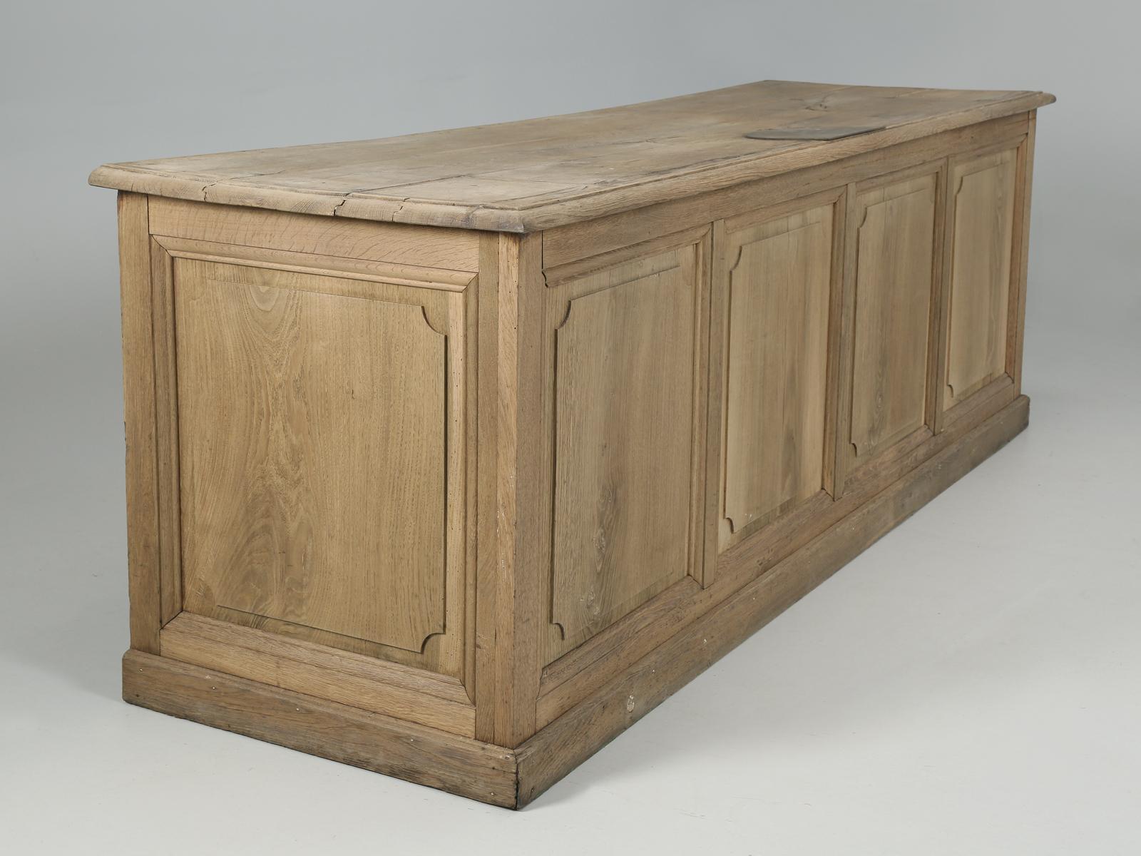 Hand-Crafted Antique Country French Kitchen Island in White Oak with it's Original Finish
