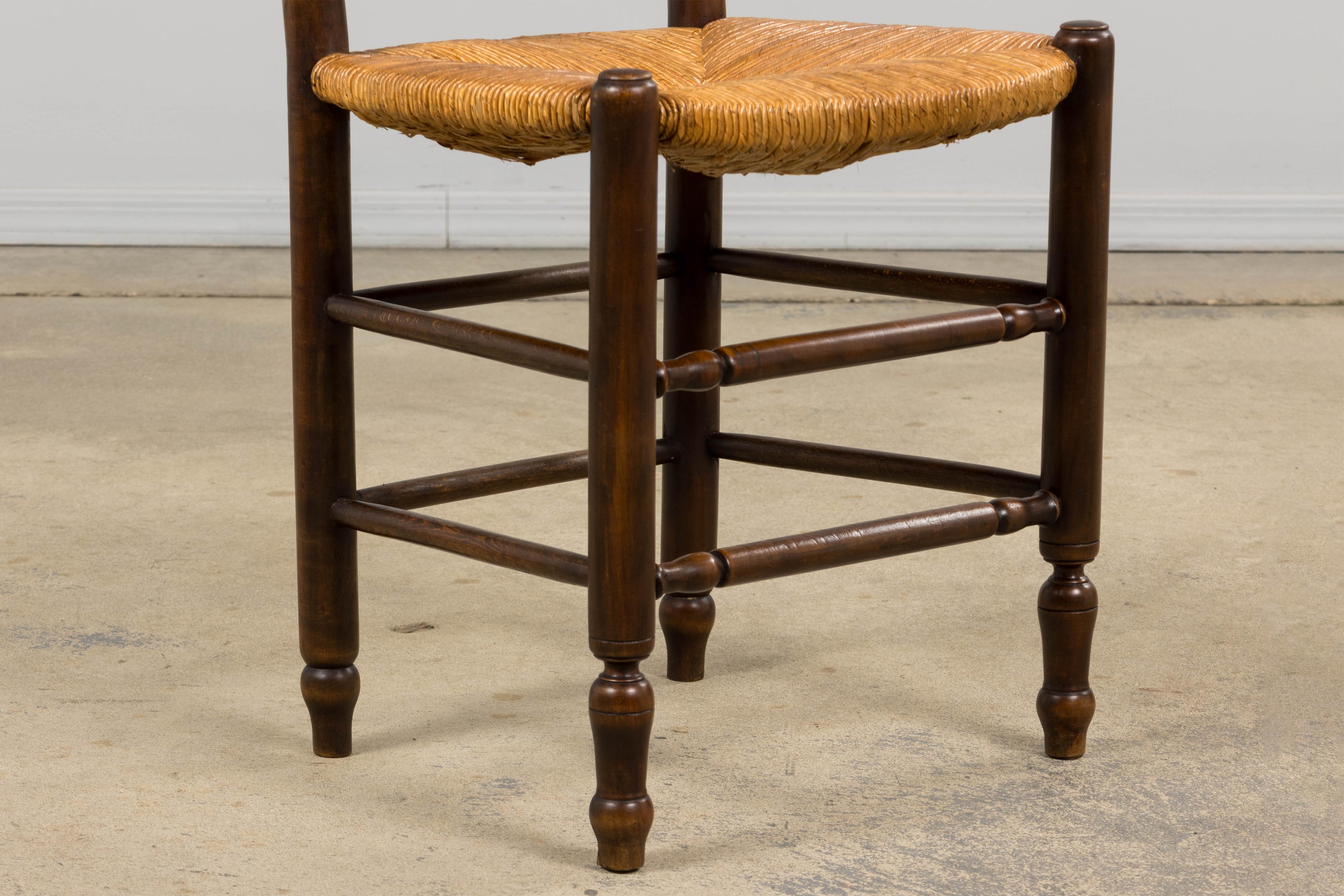 Antique French Ladder Back - Sedie da pranzo in acero con sedili in giunco - Set di 8 sedie in vendita 2