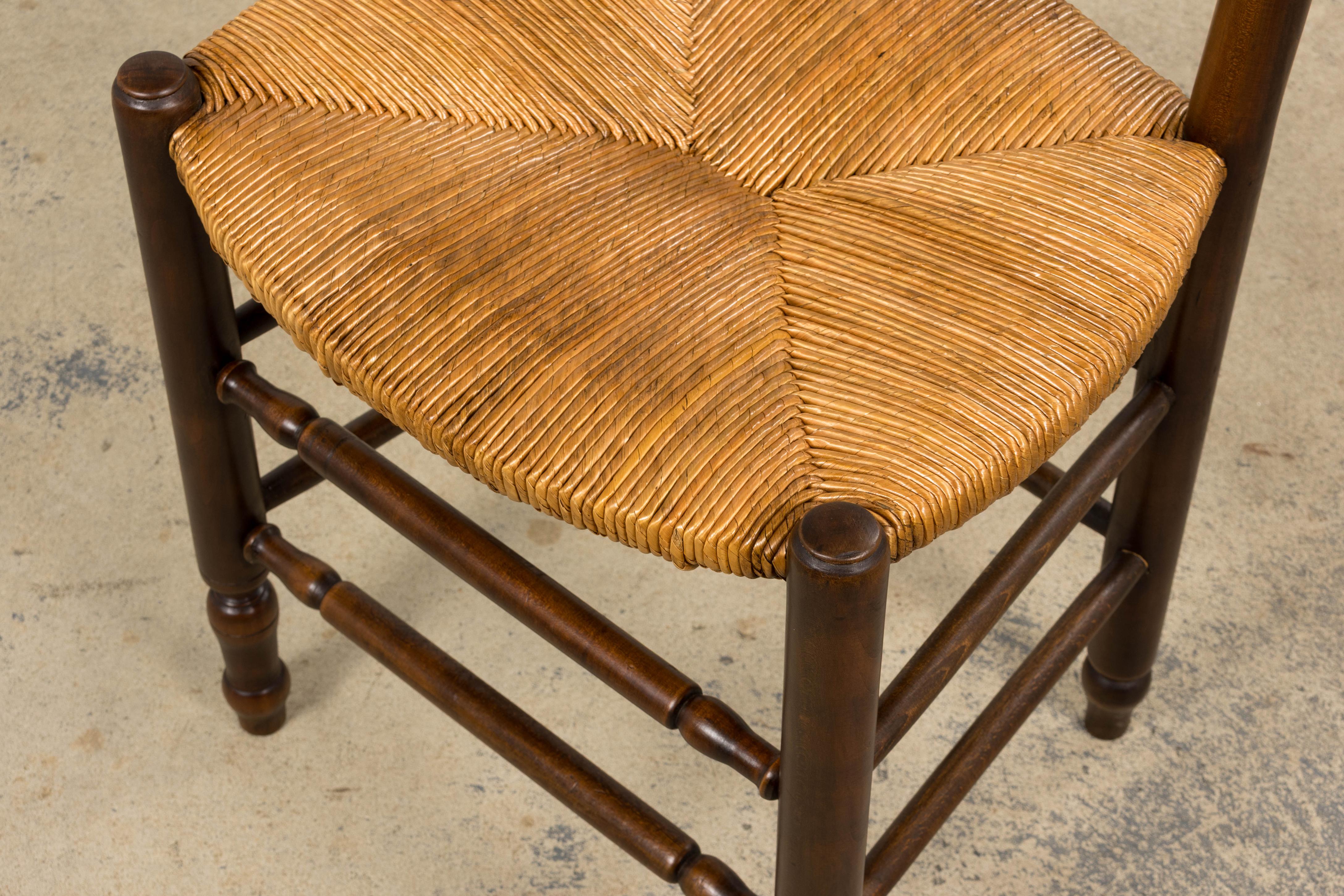 Antique French Ladder Back - Sedie da pranzo in acero con sedili in giunco - Set di 8 sedie in vendita 11