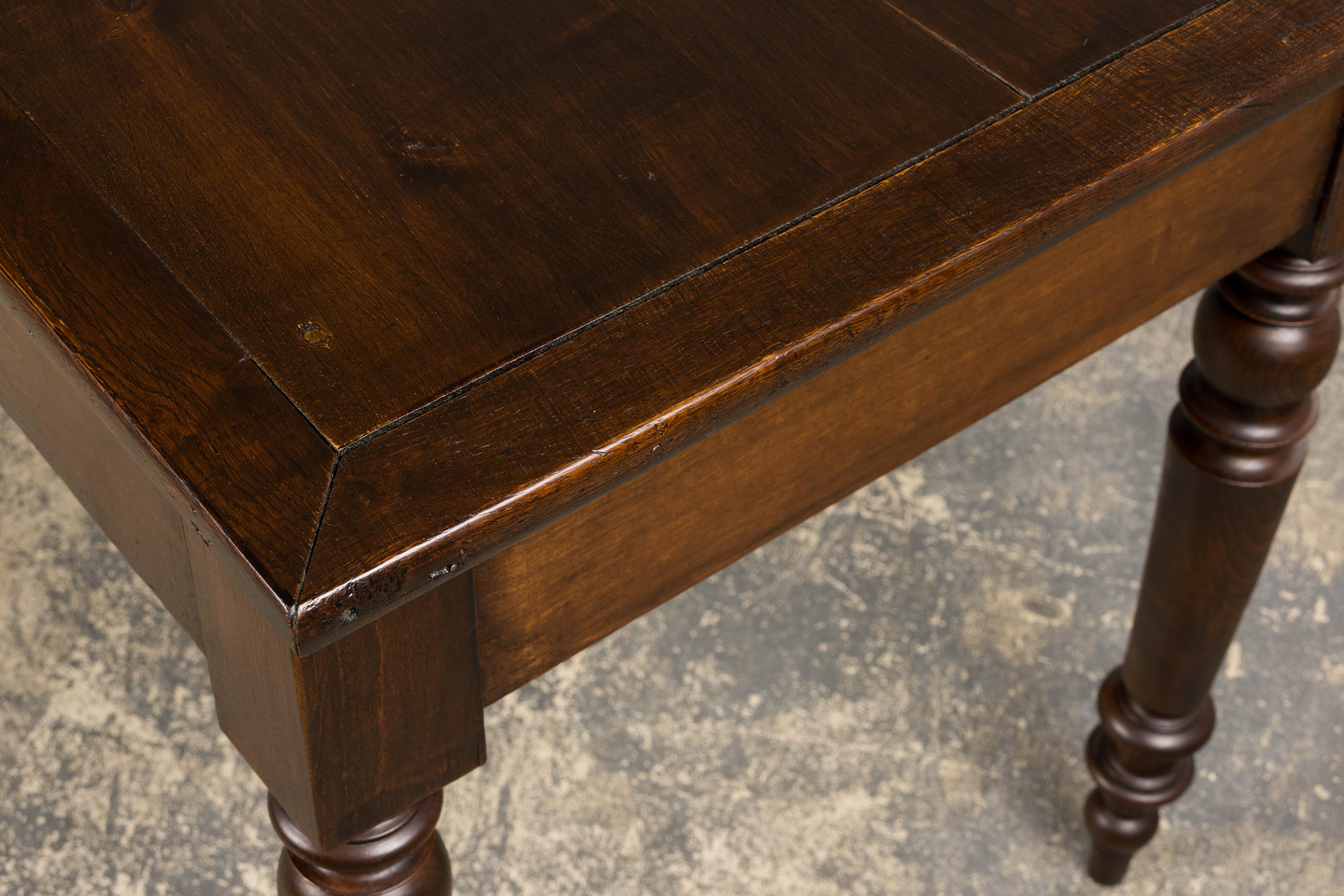 Antique Country French Louis Philippe Style Farmhouse Maple Table For Sale 6