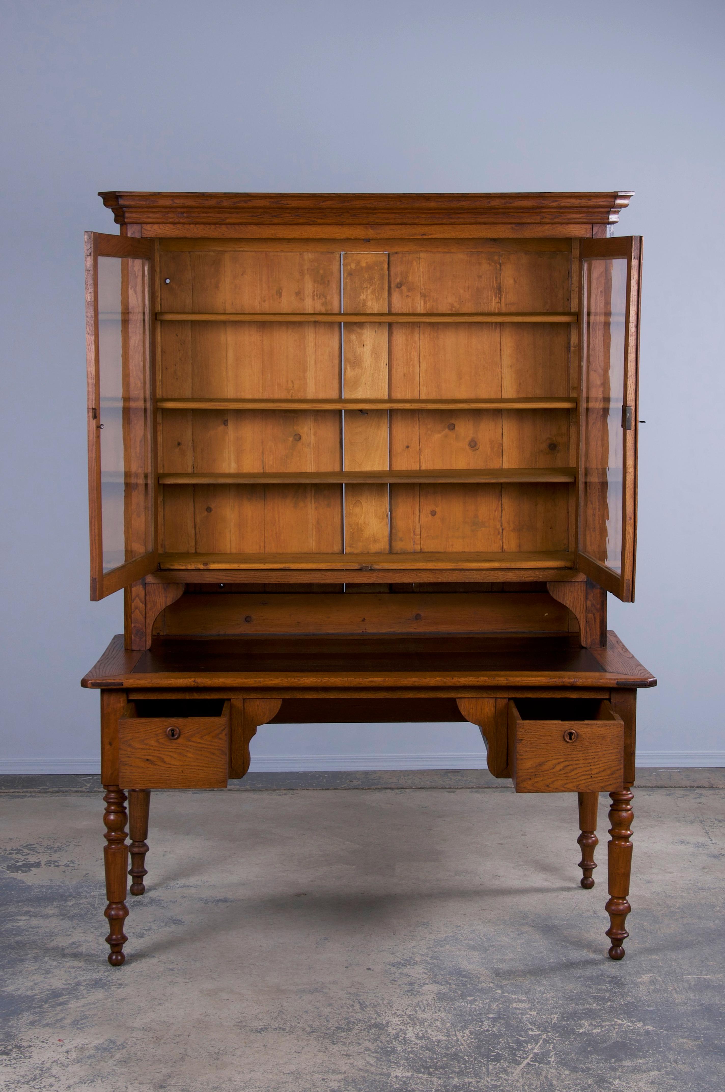 Antique Country French Louis Philippe Style Provincial Escritorio de biblioteca de roble 3