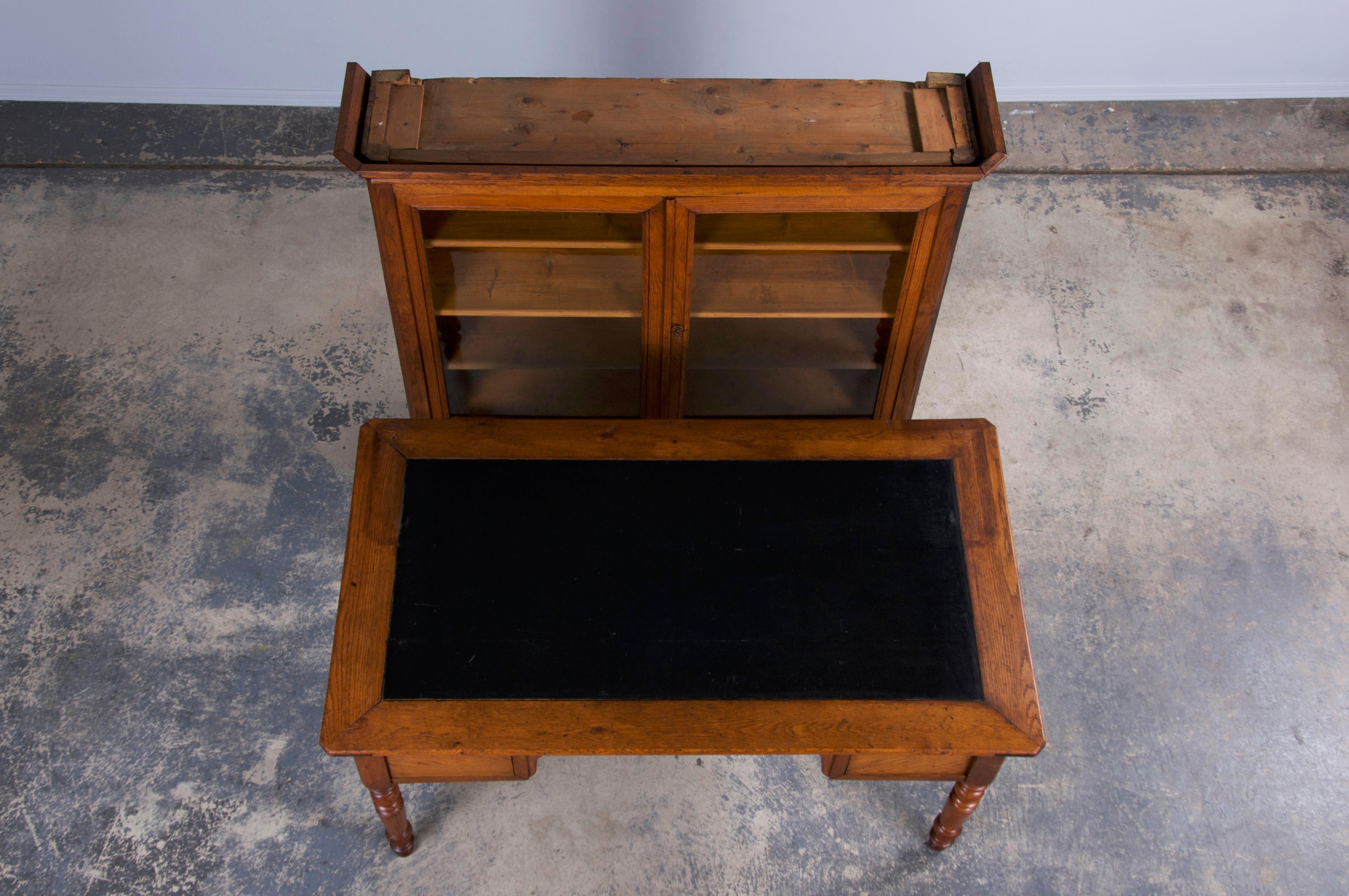 Antique Country French Louis Philippe Style Provincial Escritorio de biblioteca de roble 6