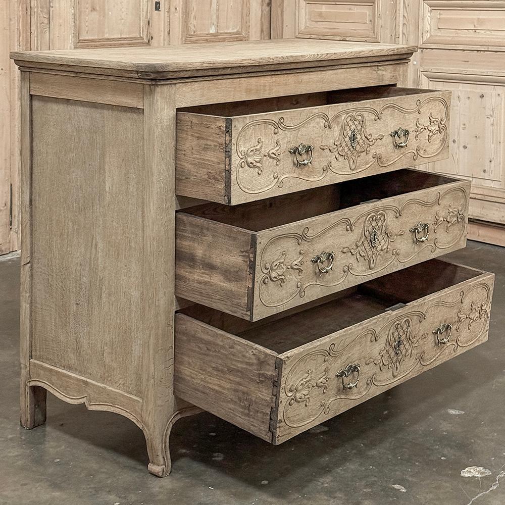 20th Century Antique Country French Louis XIV Commode in Stripped Oak For Sale