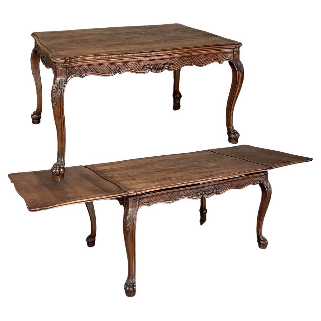Antique French Walnut Louis XV Draw Leaf Dining Table For Sale at 1stDibs