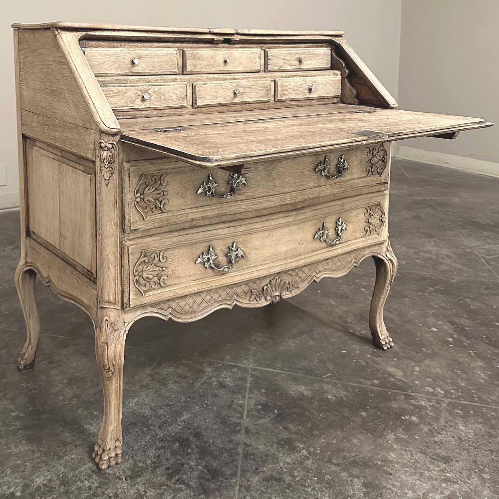 Antique Country French Louis XIV Stripped Oak Secretary ~ Desk For Sale 4