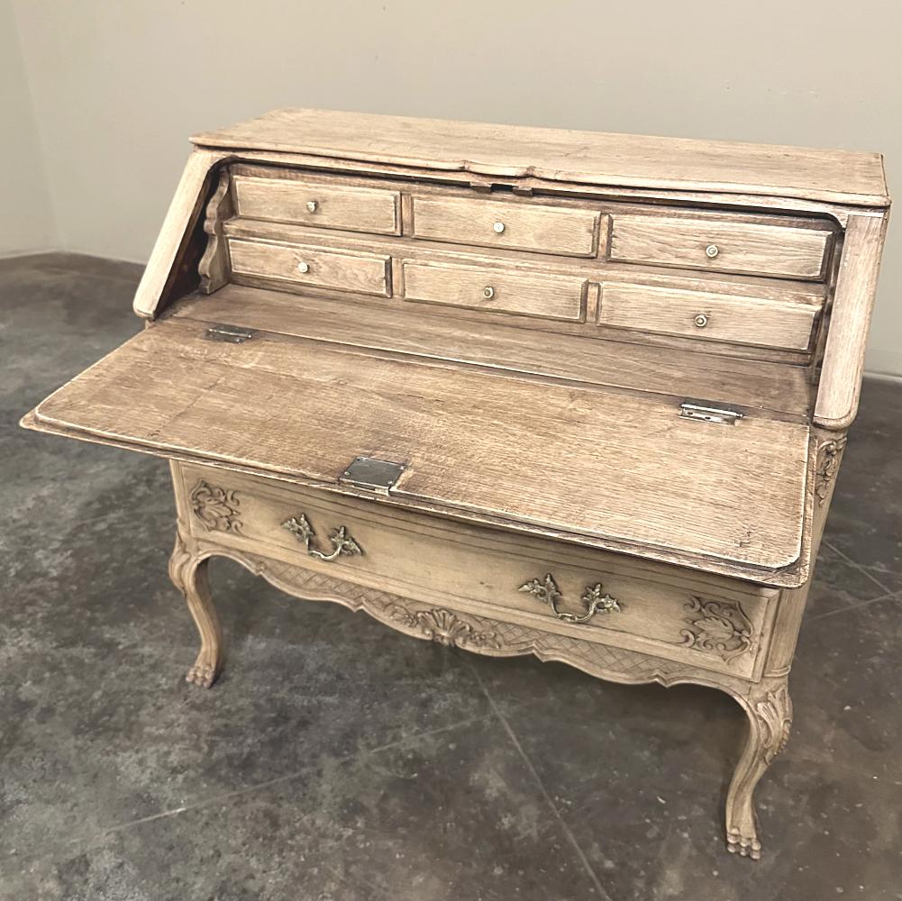 Antique Country French Louis XIV Stripped Oak Secretary ~ Desk For Sale 8