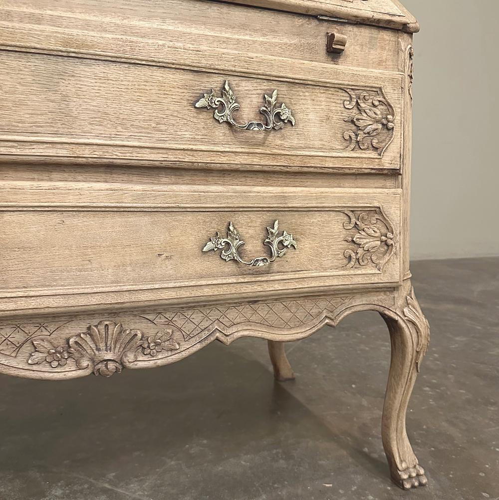 Antique Country French Louis XIV Stripped Oak Secretary ~ Desk For Sale 11