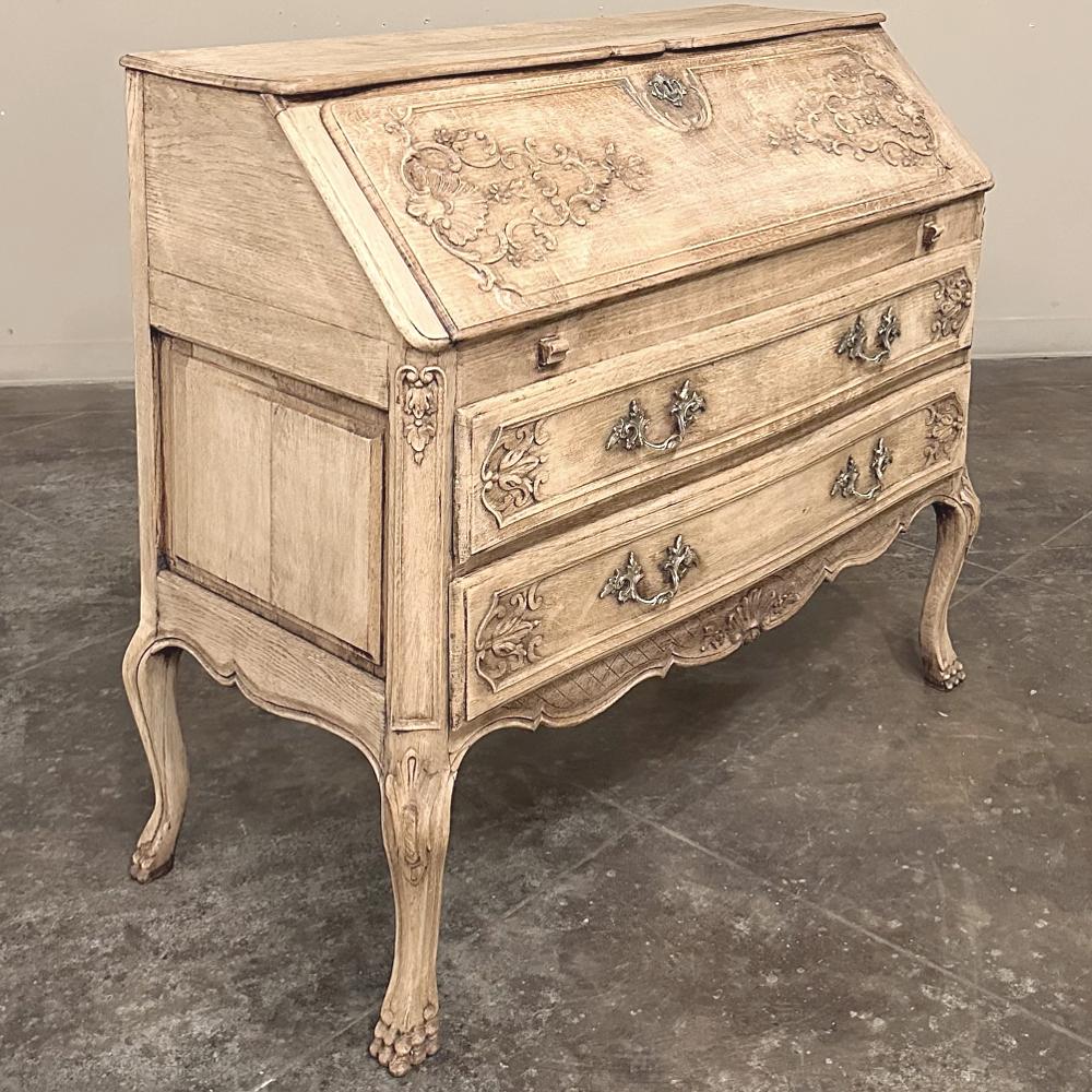 Antique Country French Louis XIV Stripped Oak Secretary ~ Desk In Good Condition For Sale In Dallas, TX