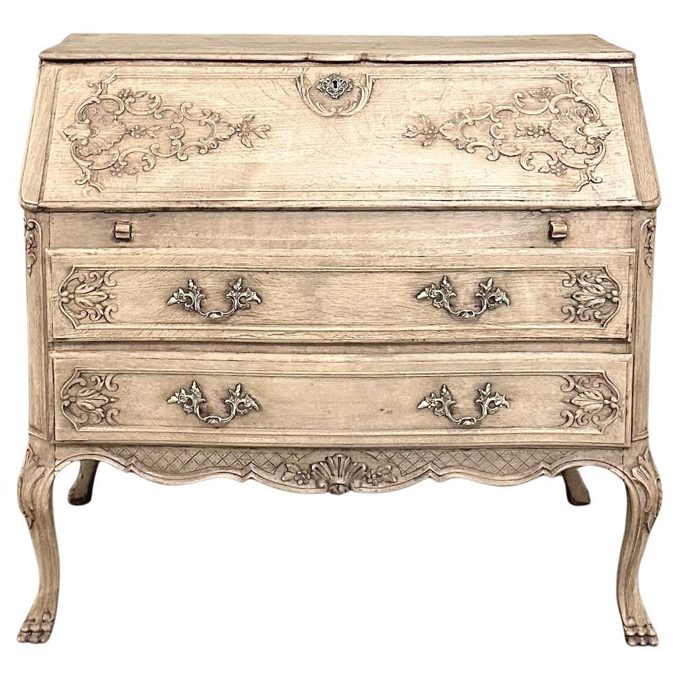 Antique Country French Louis XIV Stripped Oak Secretary ~ Desk For Sale