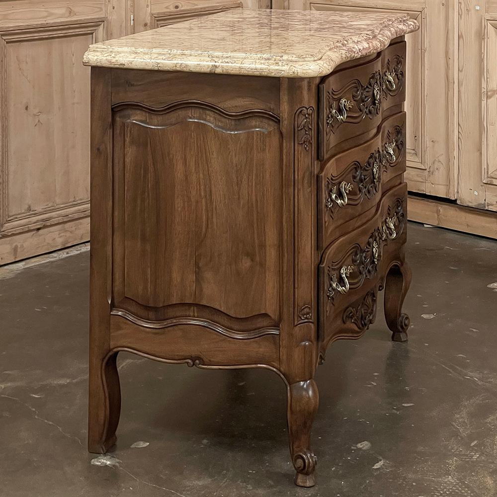 Antique Country French Louis XIV Walnut Marble Top Commode 8