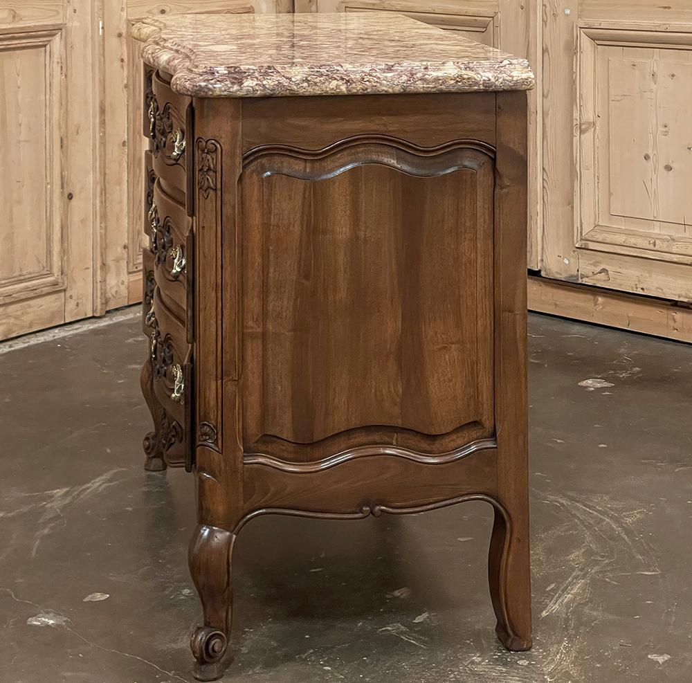 Antique Country French Louis XIV Walnut Marble Top Commode 9