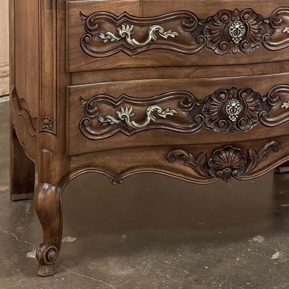 Antique Country French Louis XIV Walnut Marble Top Commode 1