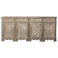 Antique Country French Louis XIV Whitewashed Buffet