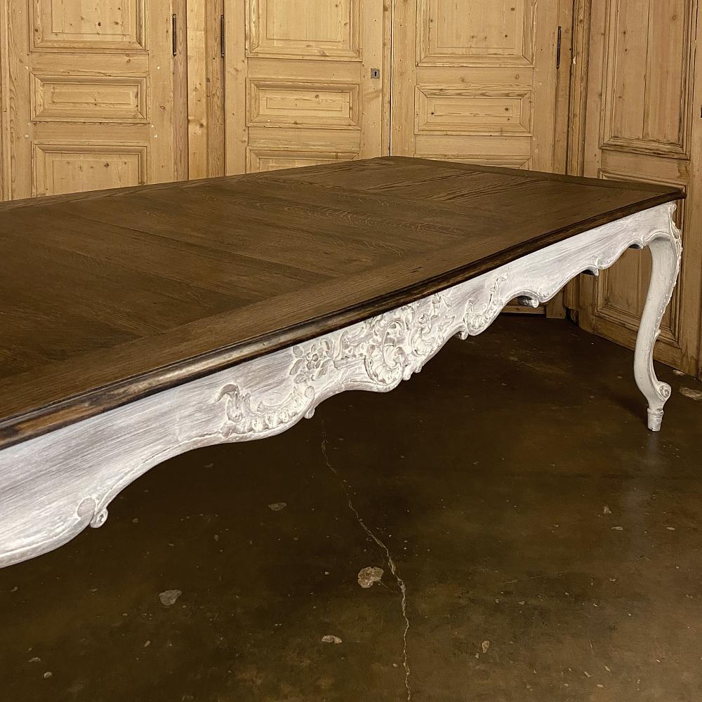 Antique Country French Louis XV Carved and Painted Banquet Table 5