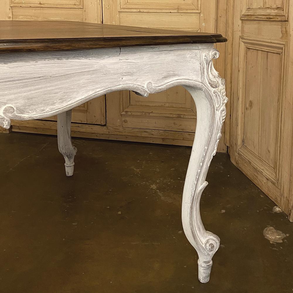 Antique Country French Louis XV Carved and Painted Banquet Table 6