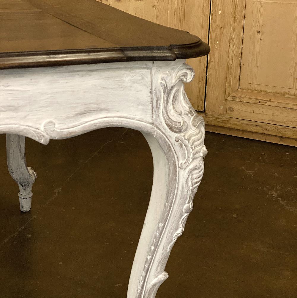 Antique Country French Louis XV Carved and Painted Banquet Table 7
