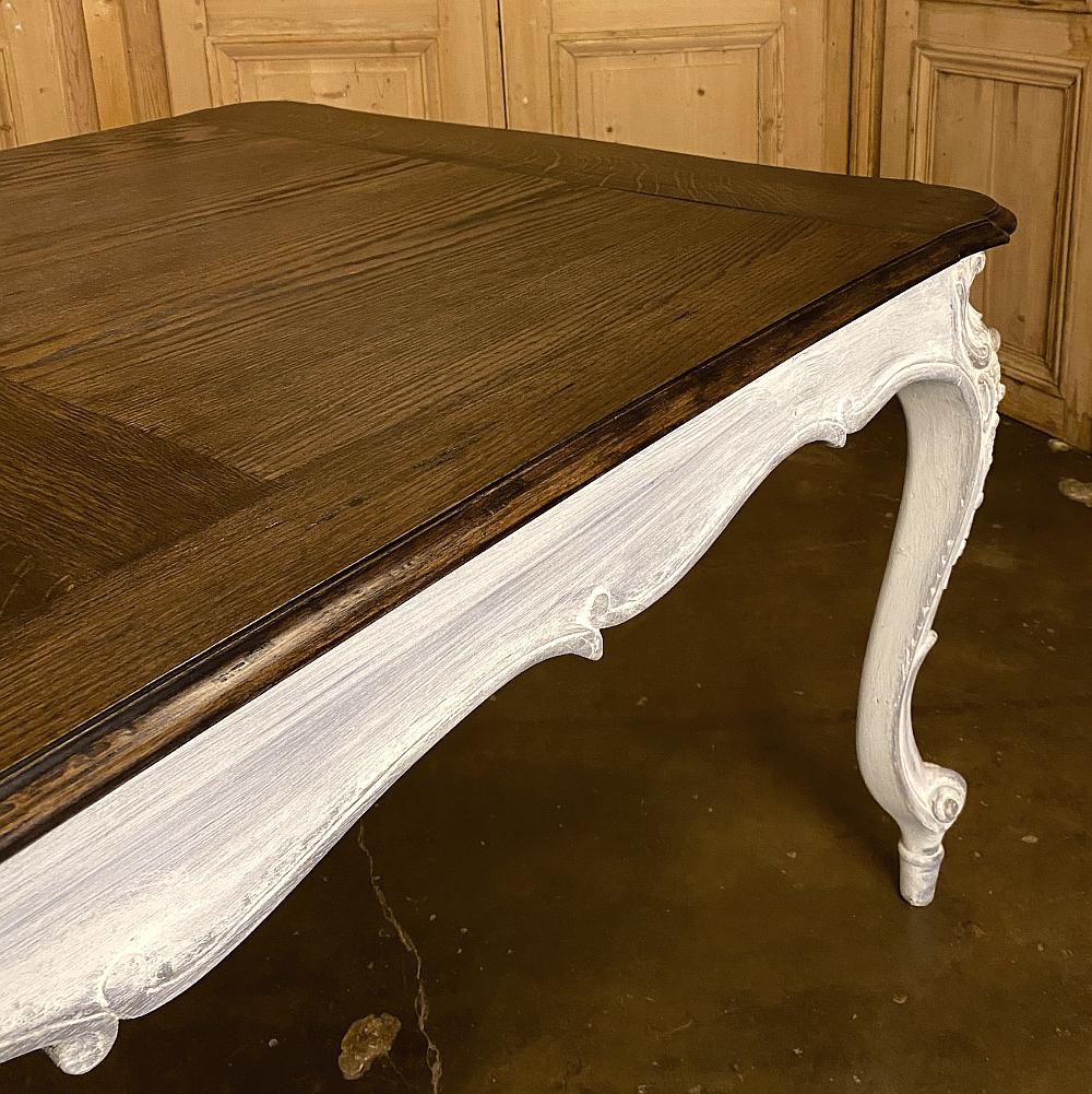 Antique Country French Louis XV Carved and Painted Banquet Table 9