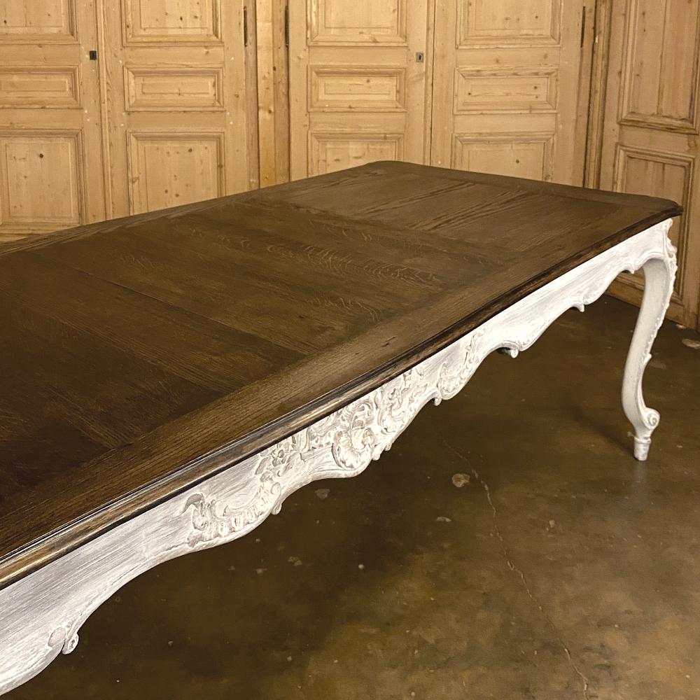 Antique Country French Louis XV Carved and Painted Banquet Table 10