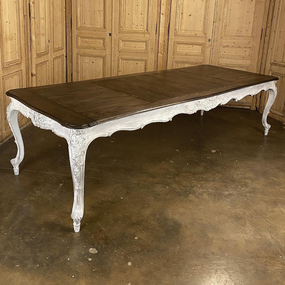 Antique Country French Louis XV Carved and Painted Banquet Table In Good Condition In Dallas, TX